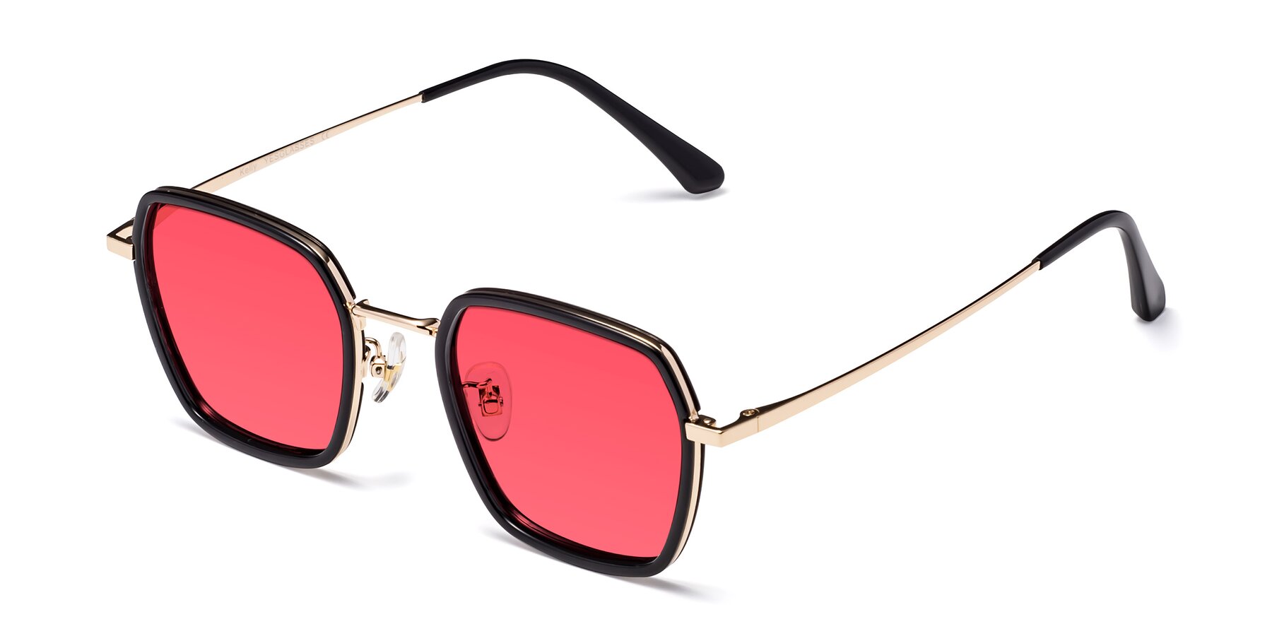 Angle of Kelly in Black-Gold with Red Tinted Lenses