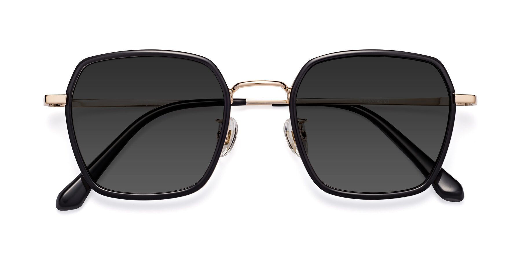 Folded Front of Kelly in Black-Gold with Gray Tinted Lenses
