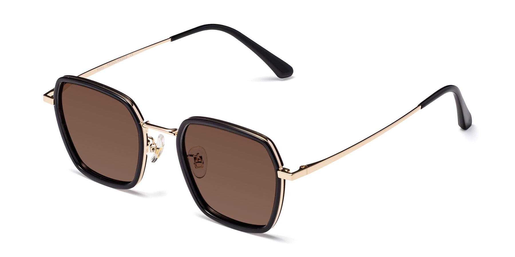 Angle of Kelly in Black-Gold with Brown Tinted Lenses