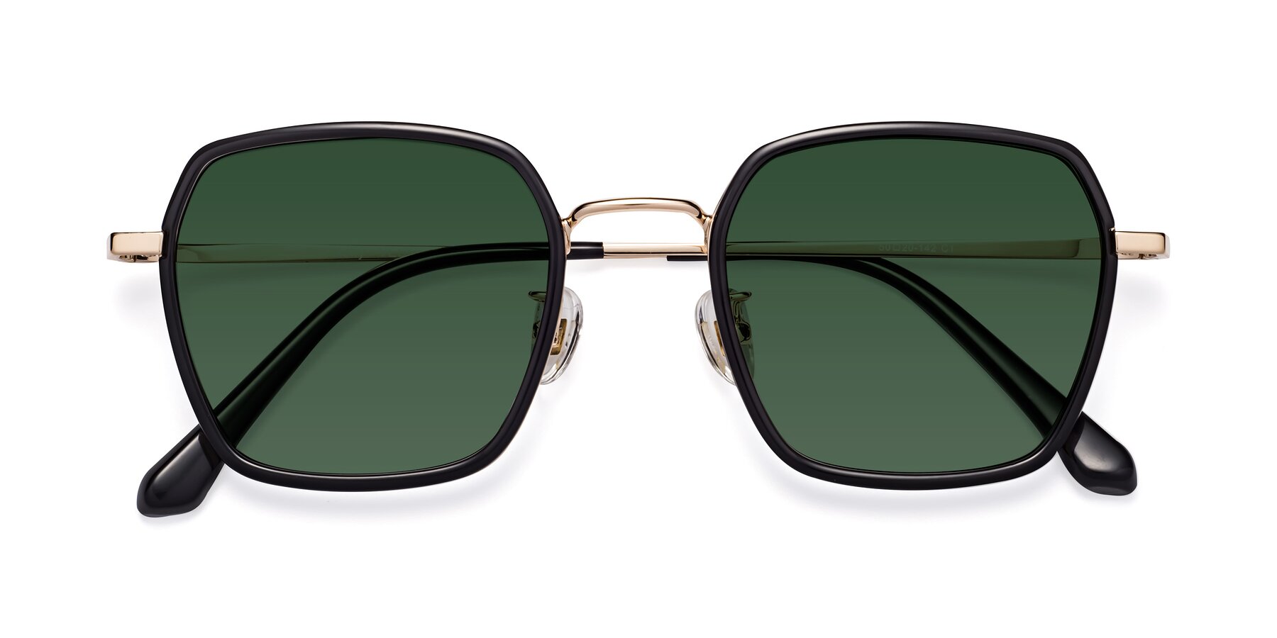 Folded Front of Kelly in Black-Gold with Green Tinted Lenses