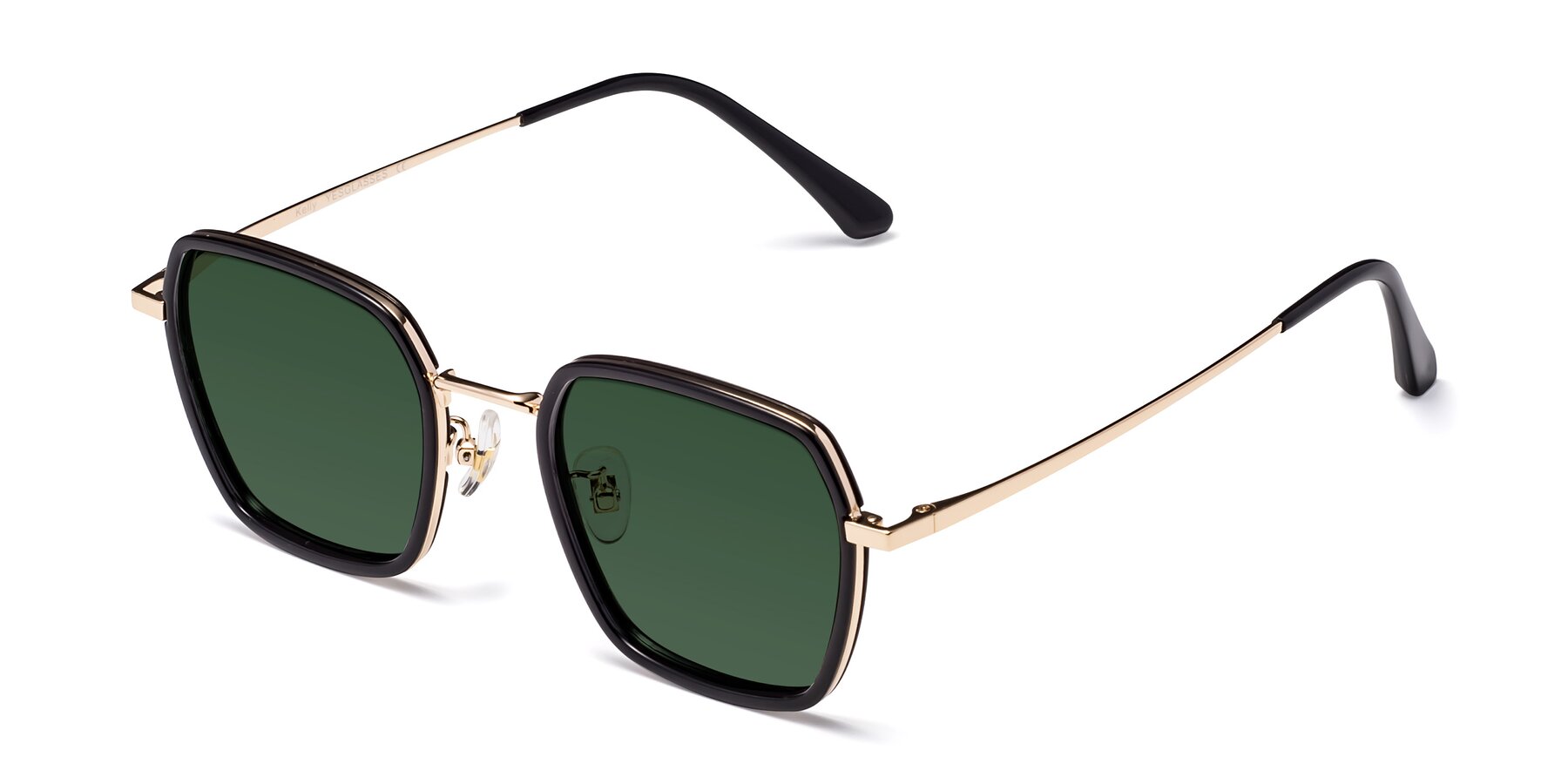 Angle of Kelly in Black-Gold with Green Tinted Lenses