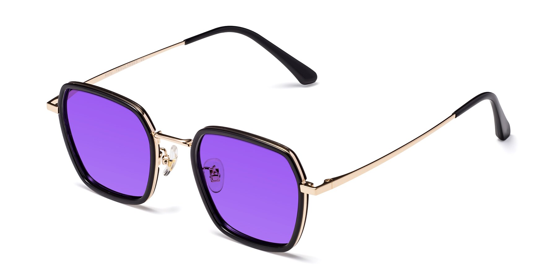 Angle of Kelly in Black-Gold with Purple Tinted Lenses