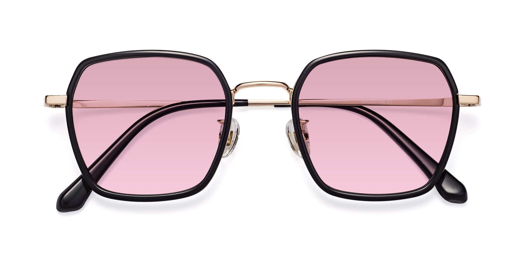 Folded Front of Kelly in Black-Gold with Light Wine Tinted Lenses