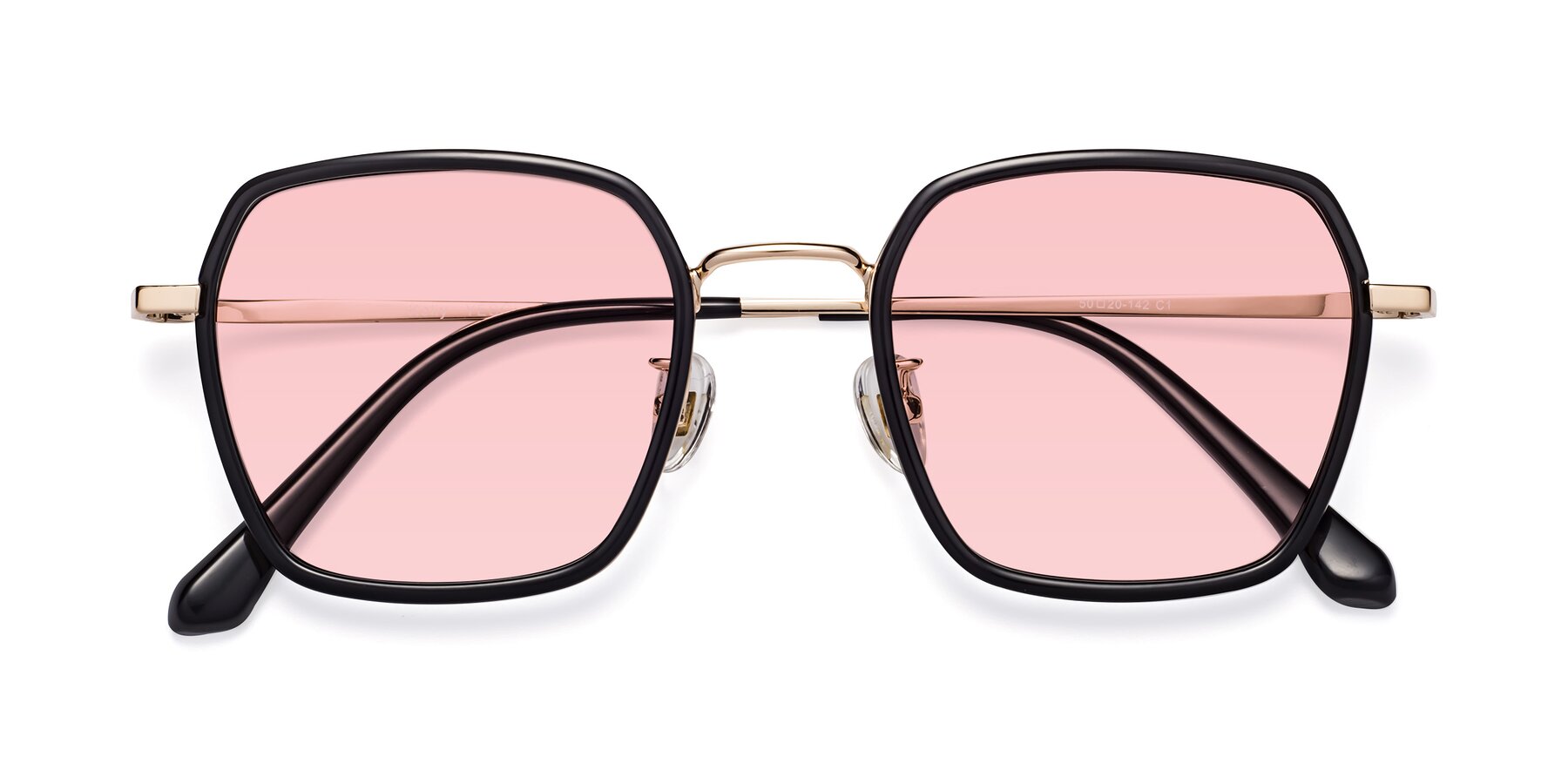 Folded Front of Kelly in Black-Gold with Light Garnet Tinted Lenses