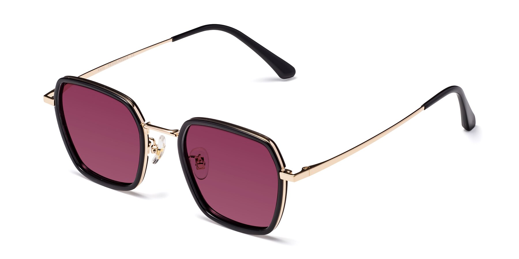 Angle of Kelly in Black-Gold with Wine Tinted Lenses