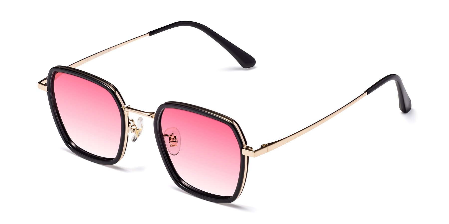 Angle of Kelly in Black-Gold with Pink Gradient Lenses