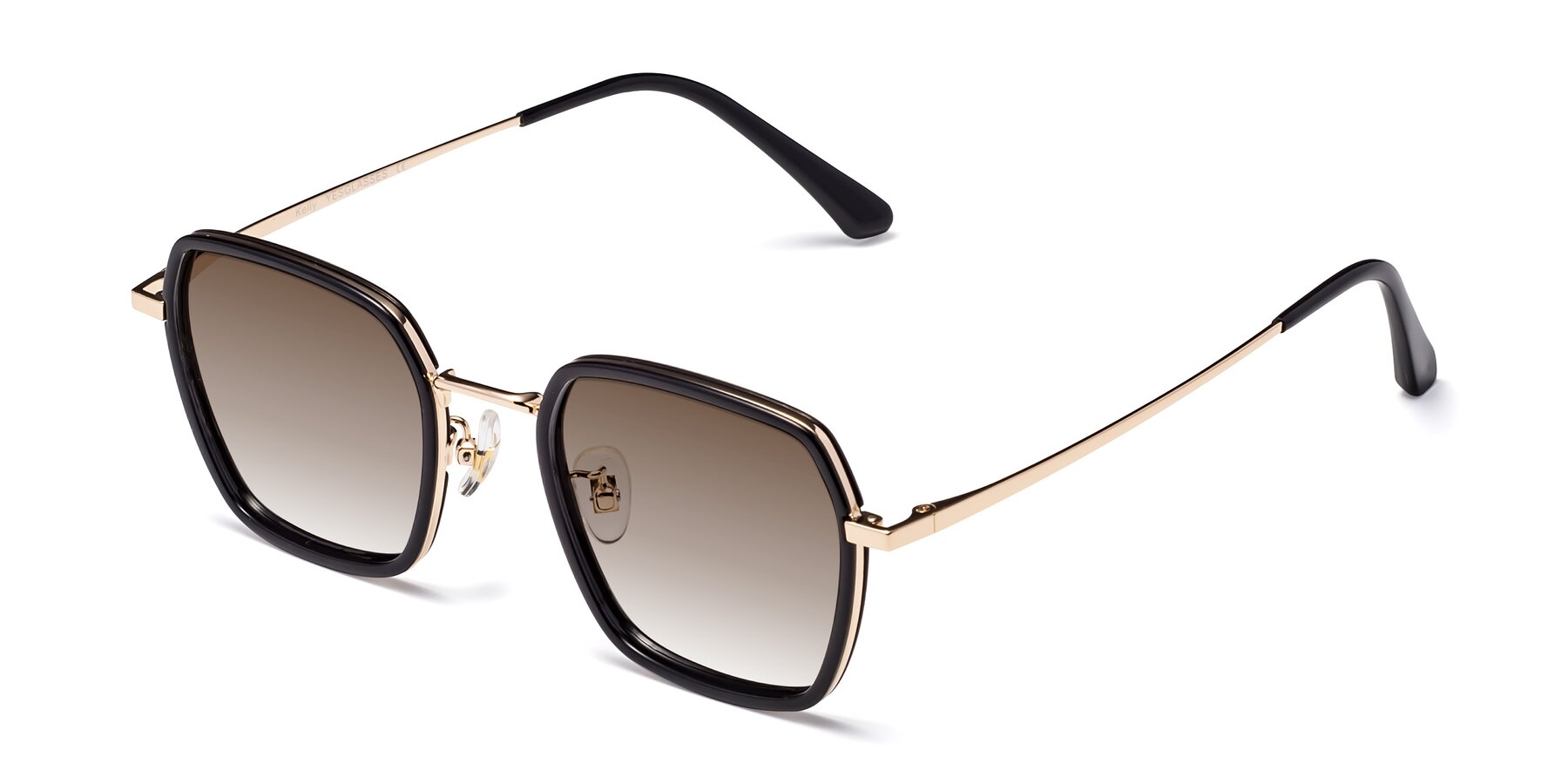 Angle of Kelly in Black-Gold with Brown Gradient Lenses