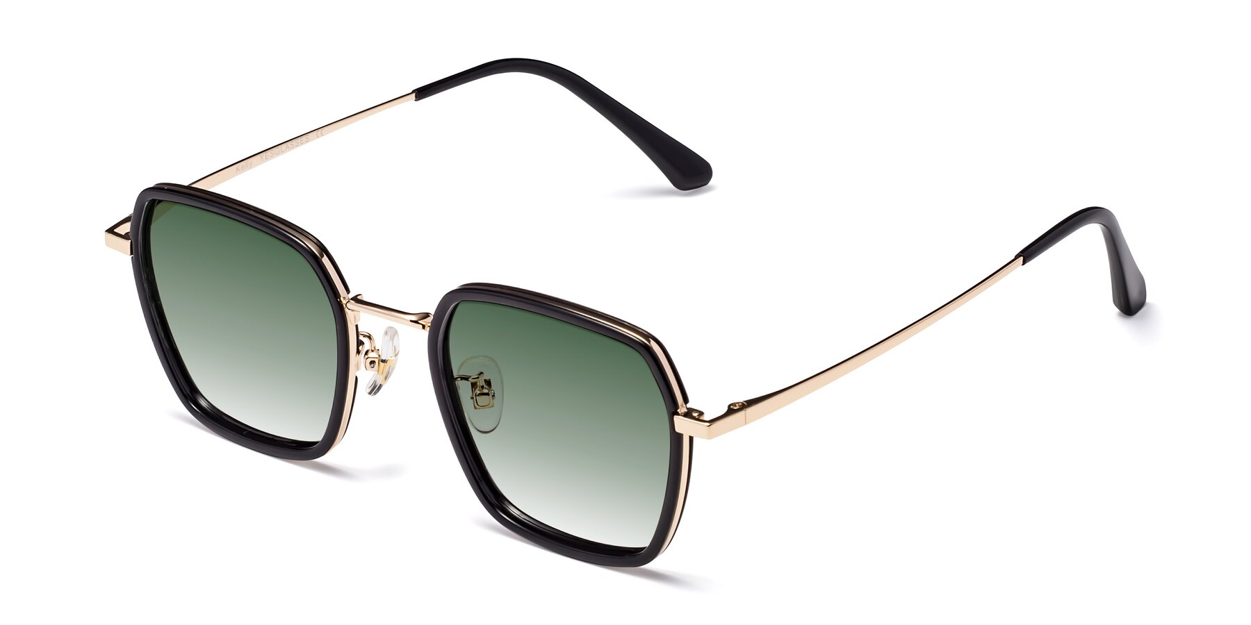 Angle of Kelly in Black-Gold with Green Gradient Lenses