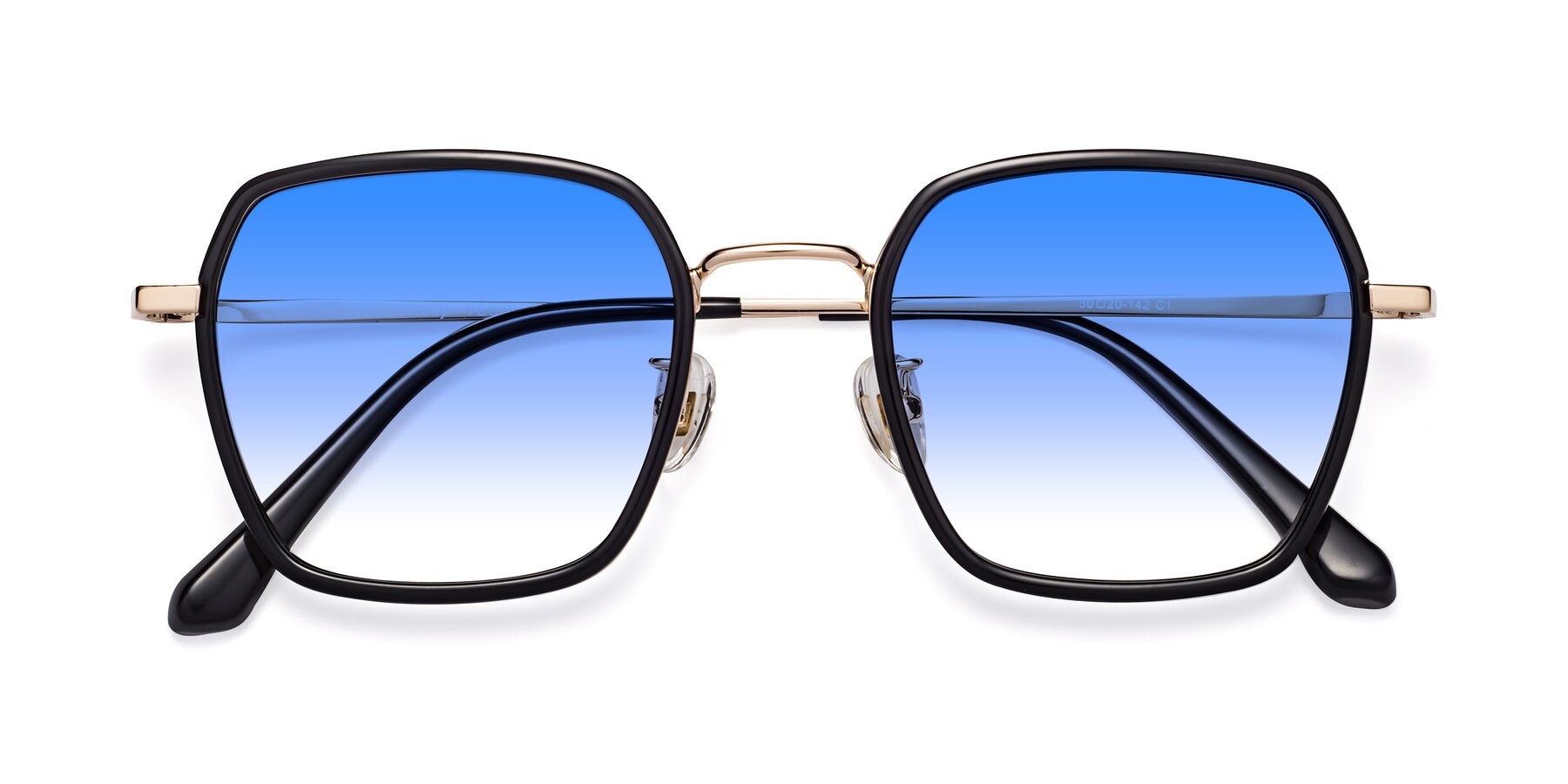 Folded Front of Kelly in Black-Gold with Blue Gradient Lenses