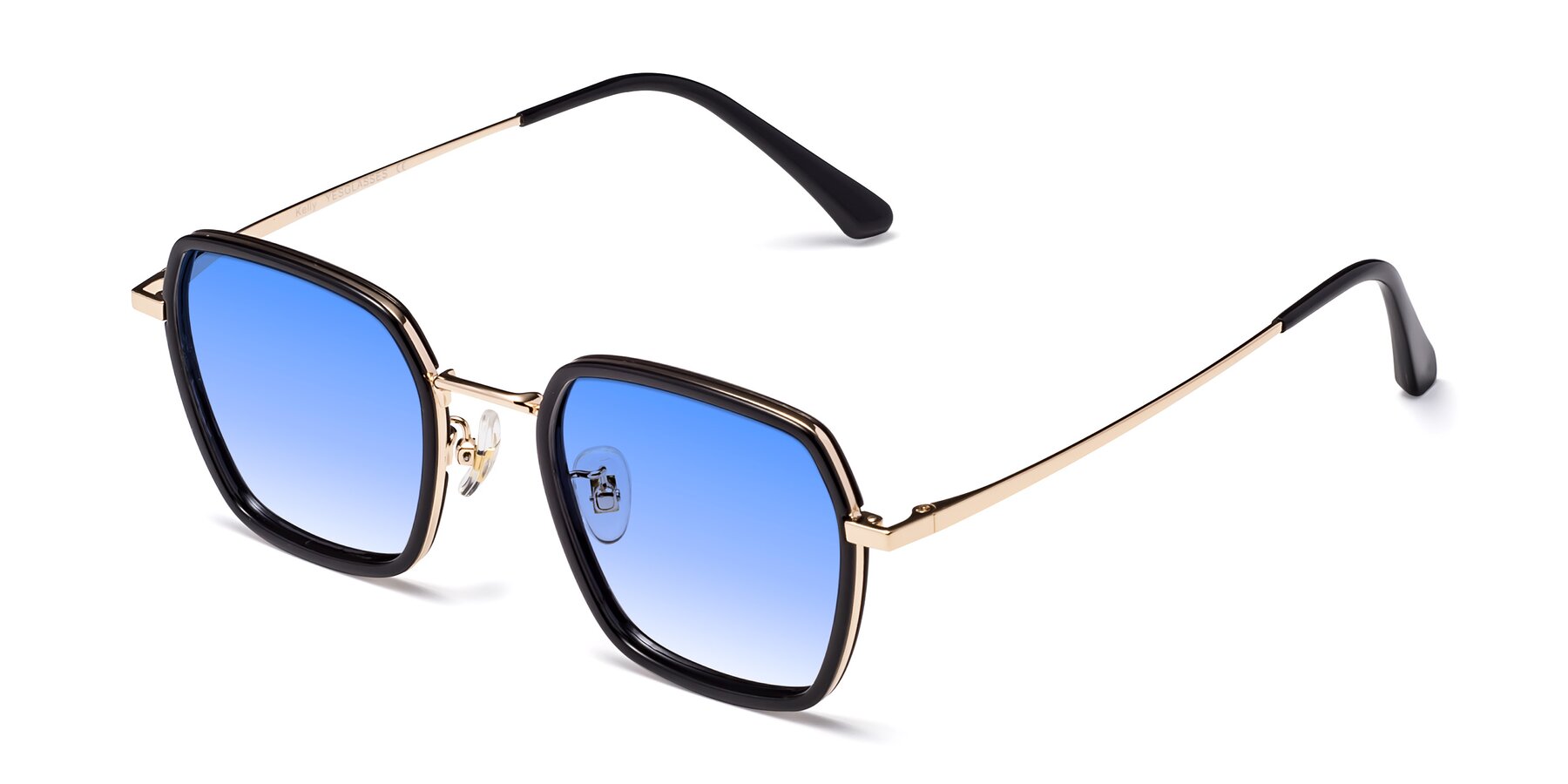 Angle of Kelly in Black-Gold with Blue Gradient Lenses