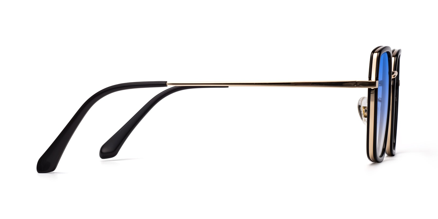 Side of Kelly in Black-Gold with Blue Gradient Lenses