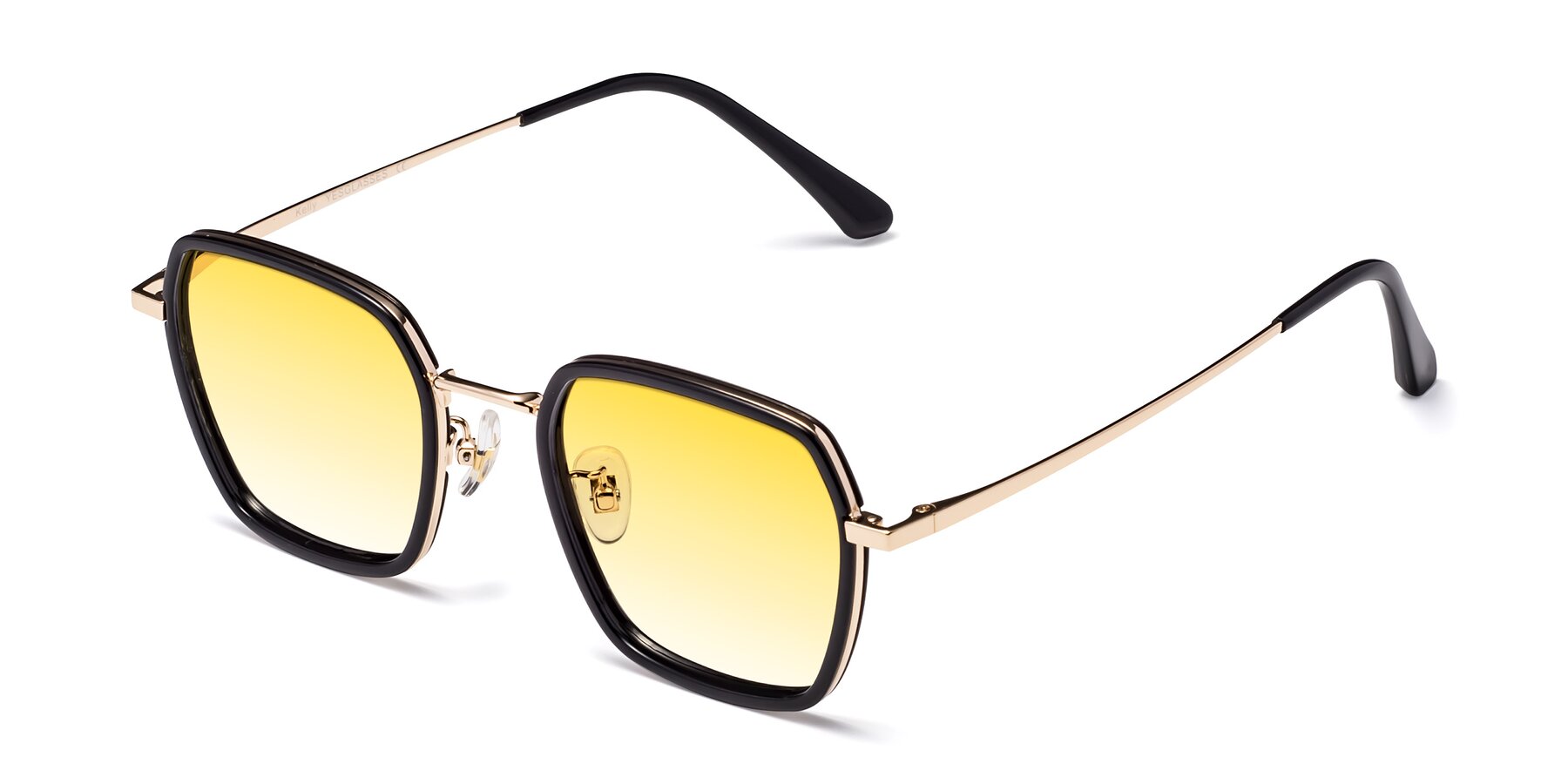 Angle of Kelly in Black-Gold with Yellow Gradient Lenses