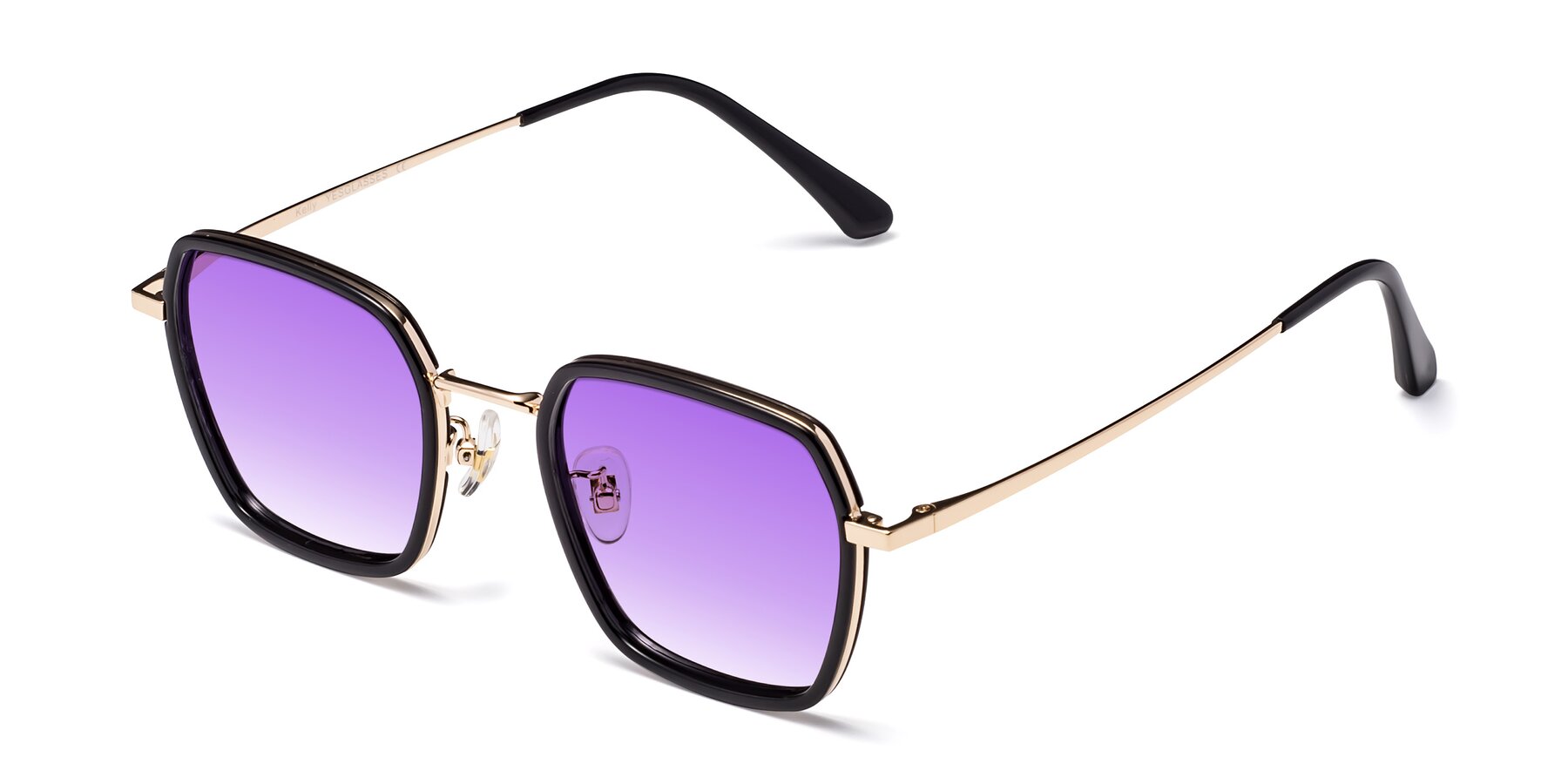 Angle of Kelly in Black-Gold with Purple Gradient Lenses
