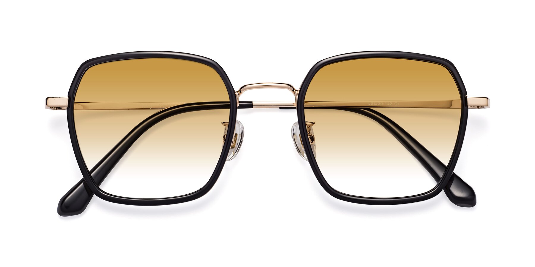 Folded Front of Kelly in Black-Gold with Champagne Gradient Lenses