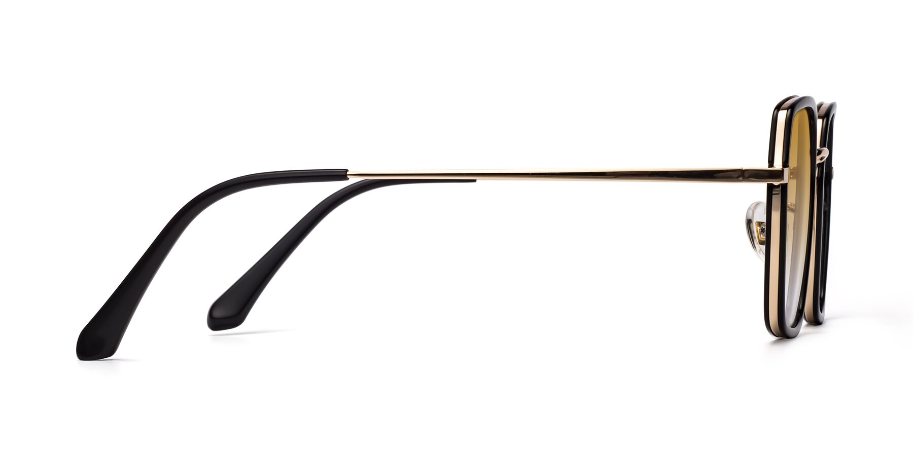 Side of Kelly in Black-Gold with Champagne Gradient Lenses