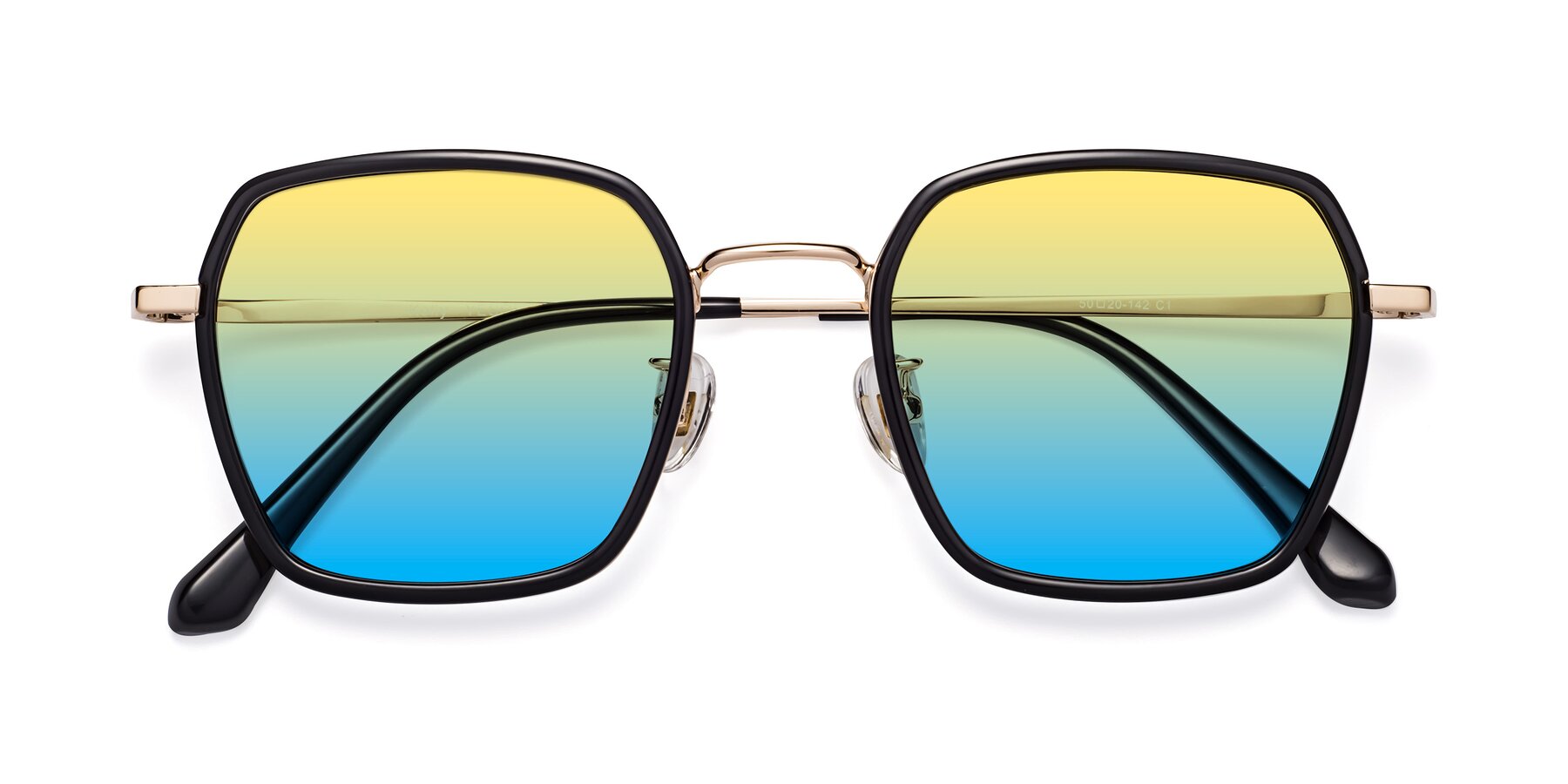 Folded Front of Kelly in Black-Gold with Yellow / Blue Gradient Lenses