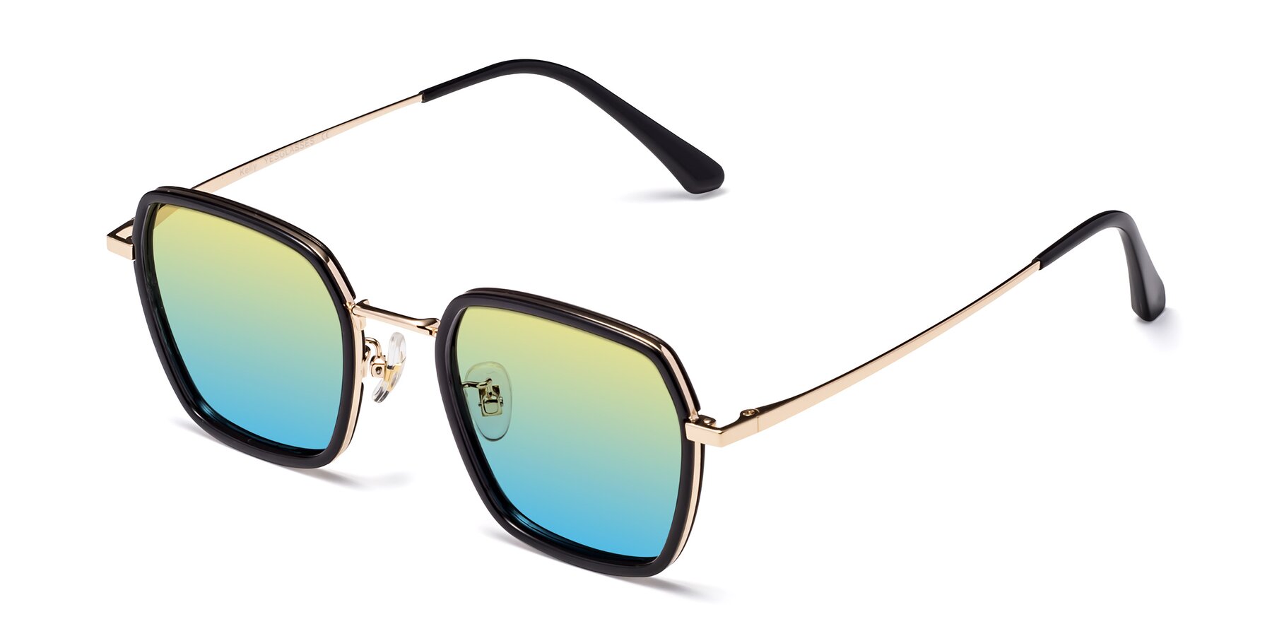 Angle of Kelly in Black-Gold with Yellow / Blue Gradient Lenses