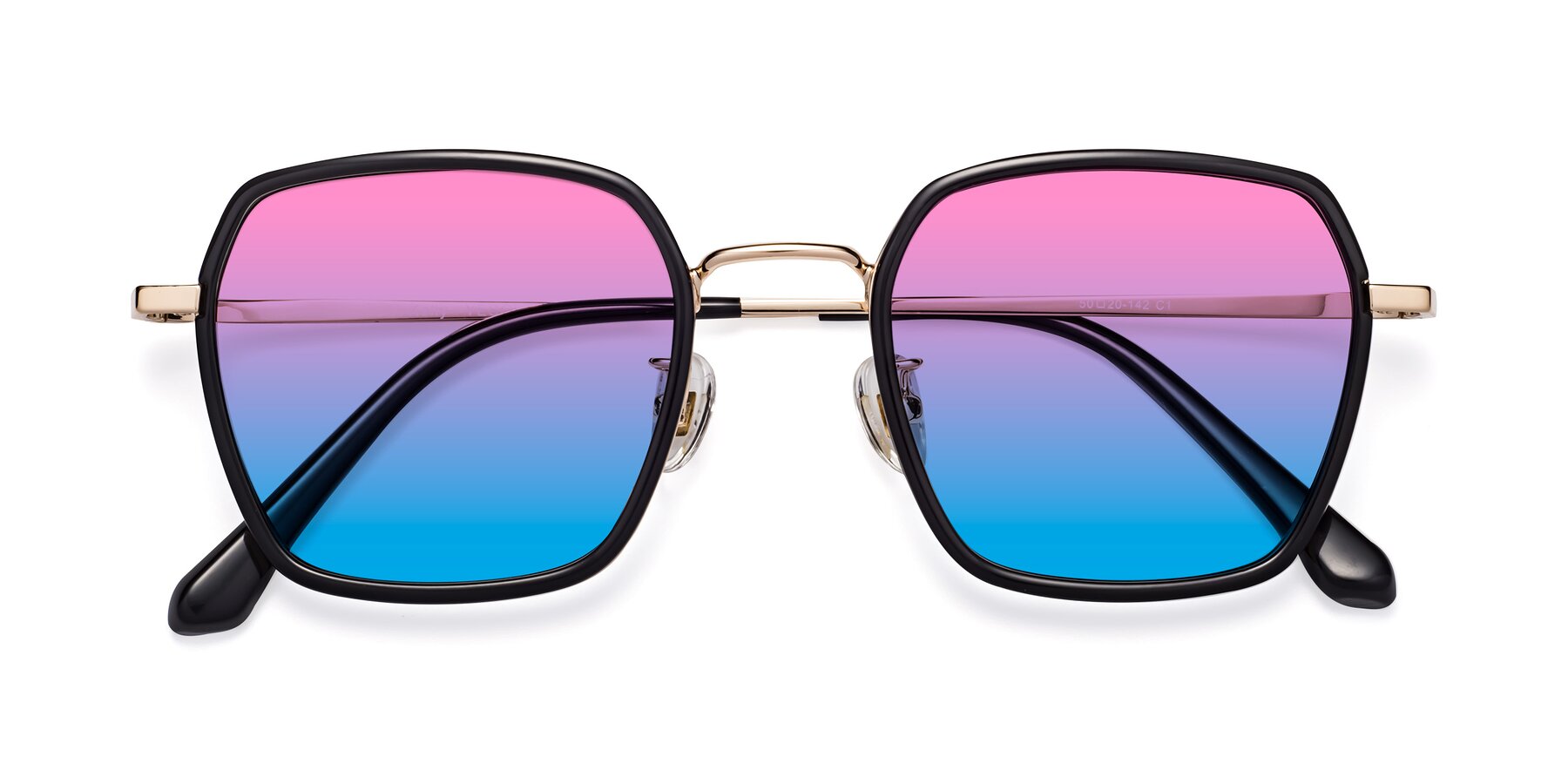 Folded Front of Kelly in Black-Gold with Pink / Blue Gradient Lenses
