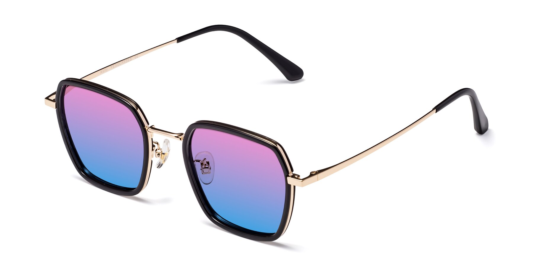 Angle of Kelly in Black-Gold with Pink / Blue Gradient Lenses