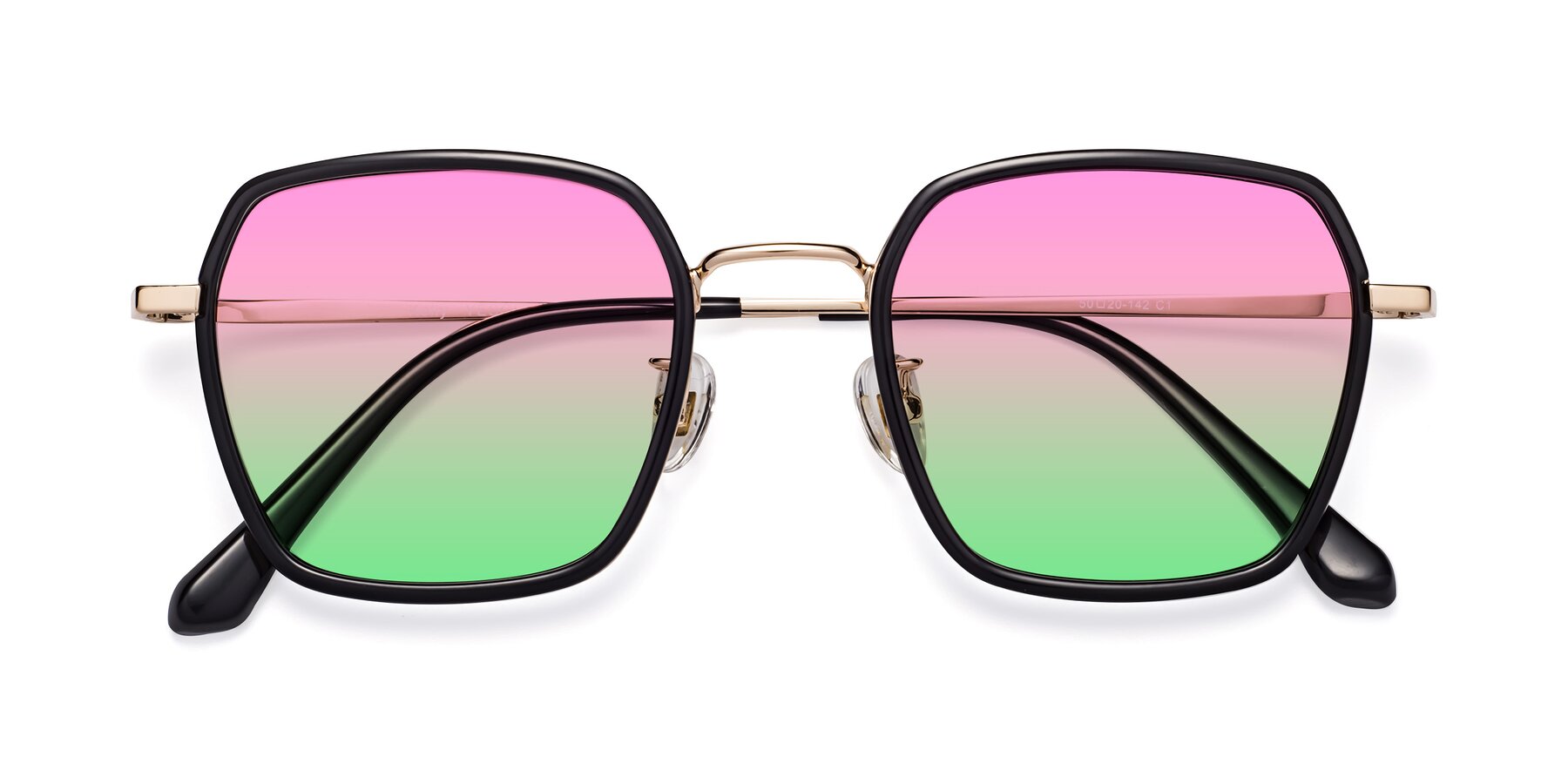 Folded Front of Kelly in Black-Gold with Pink / Green Gradient Lenses