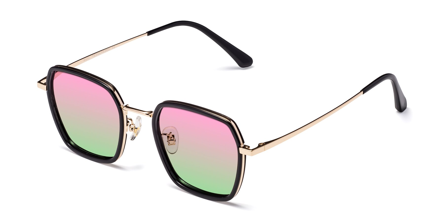 Angle of Kelly in Black-Gold with Pink / Green Gradient Lenses