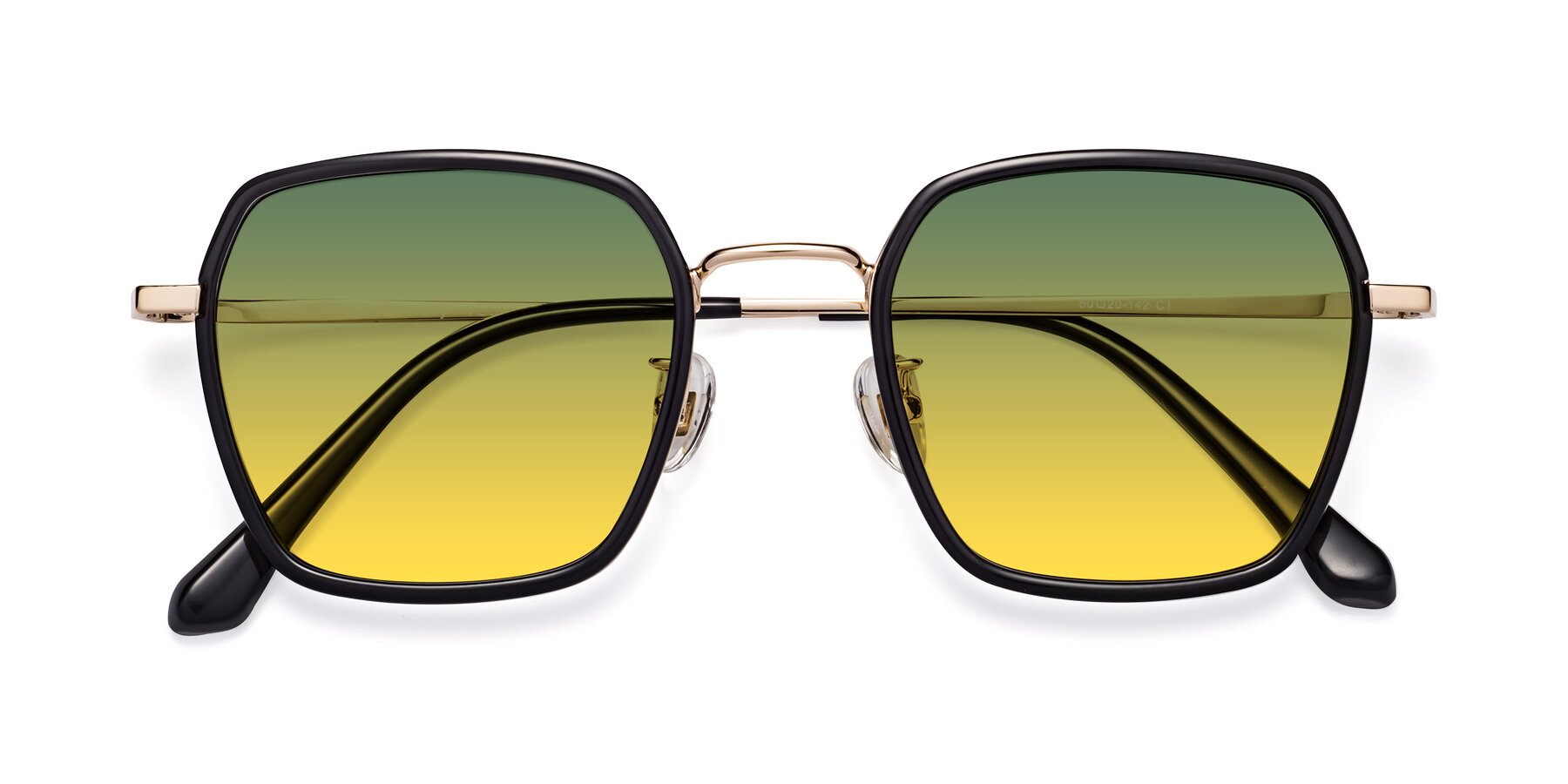 Folded Front of Kelly in Black-Gold with Green / Yellow Gradient Lenses