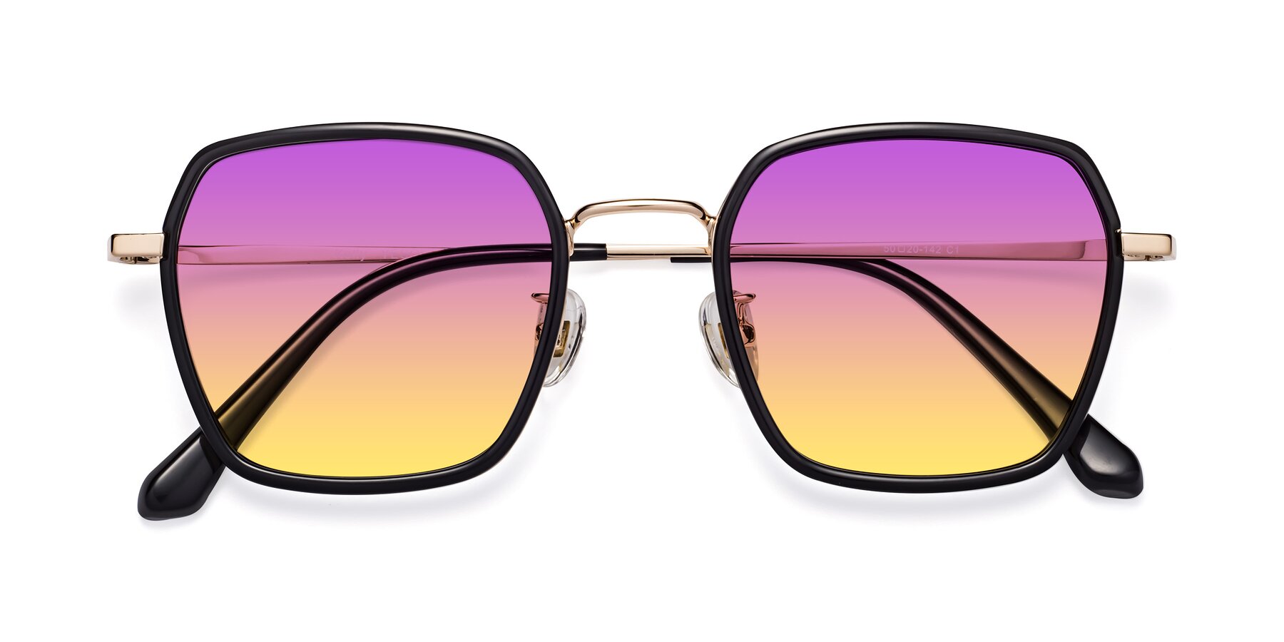 Folded Front of Kelly in Black-Gold with Purple / Yellow Gradient Lenses