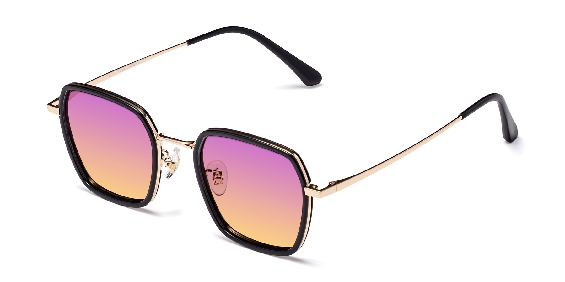 Angle of Kelly in Black-Gold with Purple / Yellow Gradient Lenses
