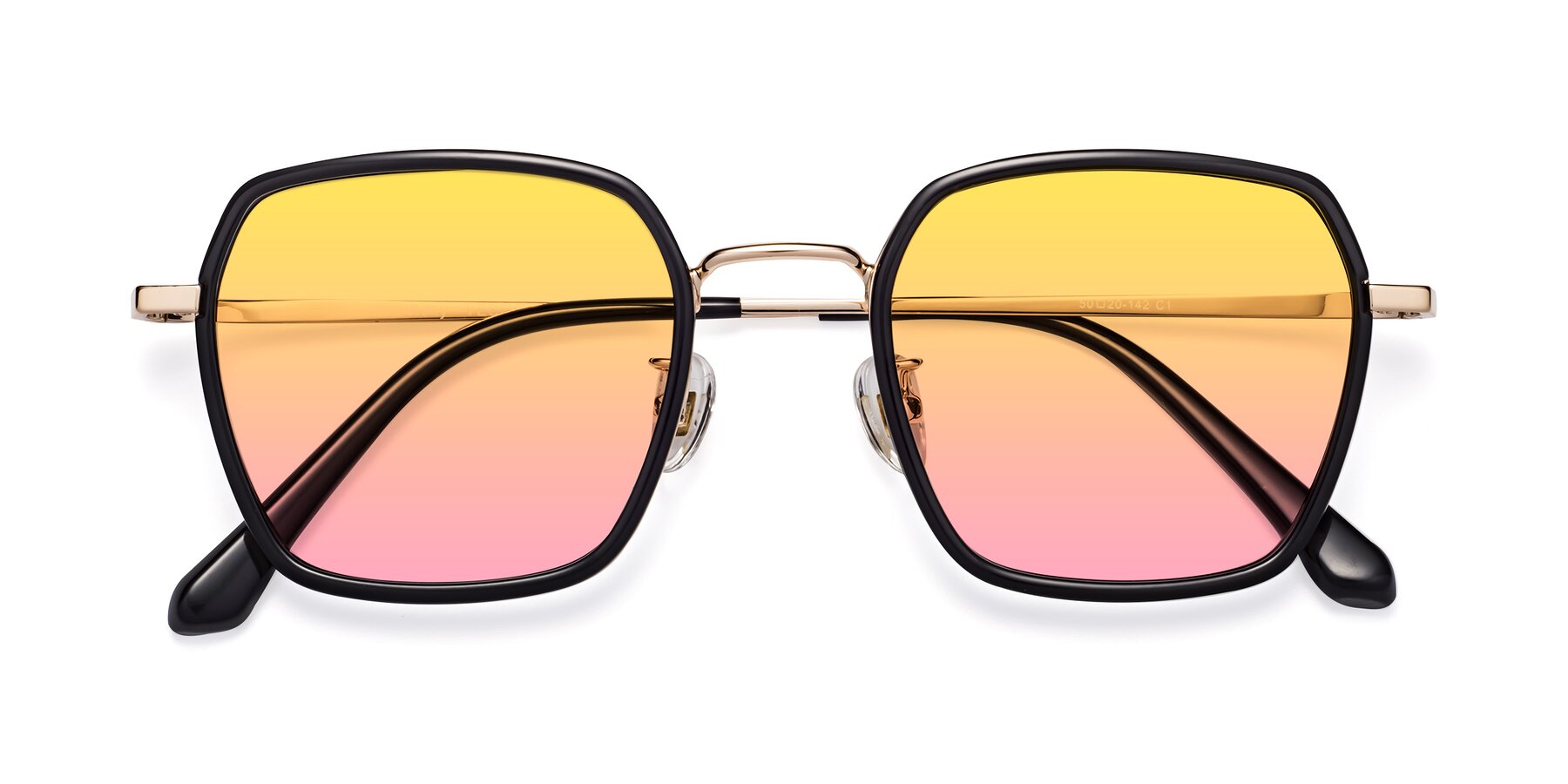 Folded Front of Kelly in Black-Gold with Yellow / Pink Gradient Lenses