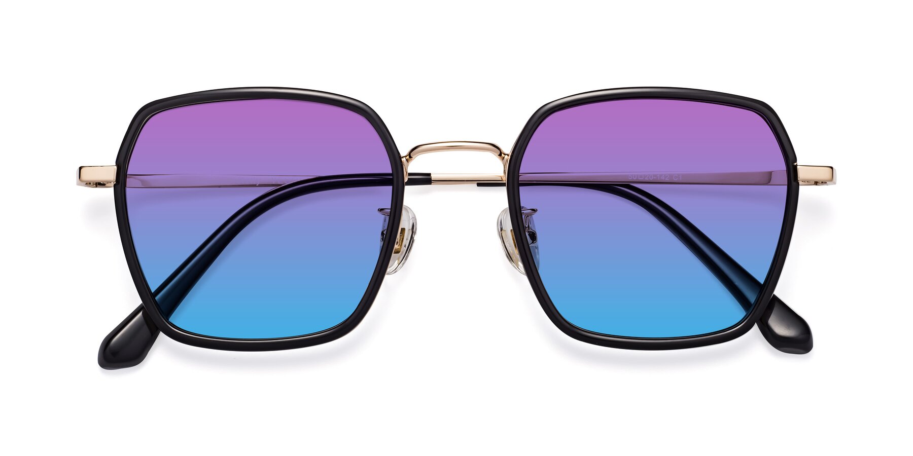 Folded Front of Kelly in Black-Gold with Purple / Blue Gradient Lenses