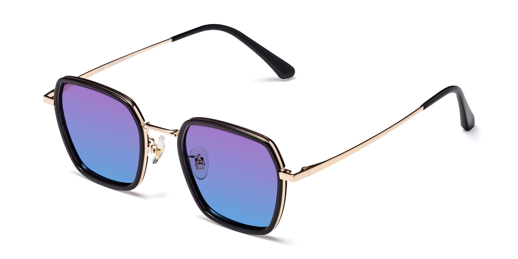 Angle of Kelly in Black-Gold with Purple / Blue Gradient Lenses