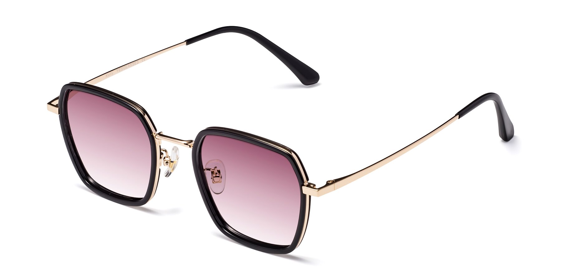 Angle of Kelly in Black-Gold with Wine Gradient Lenses