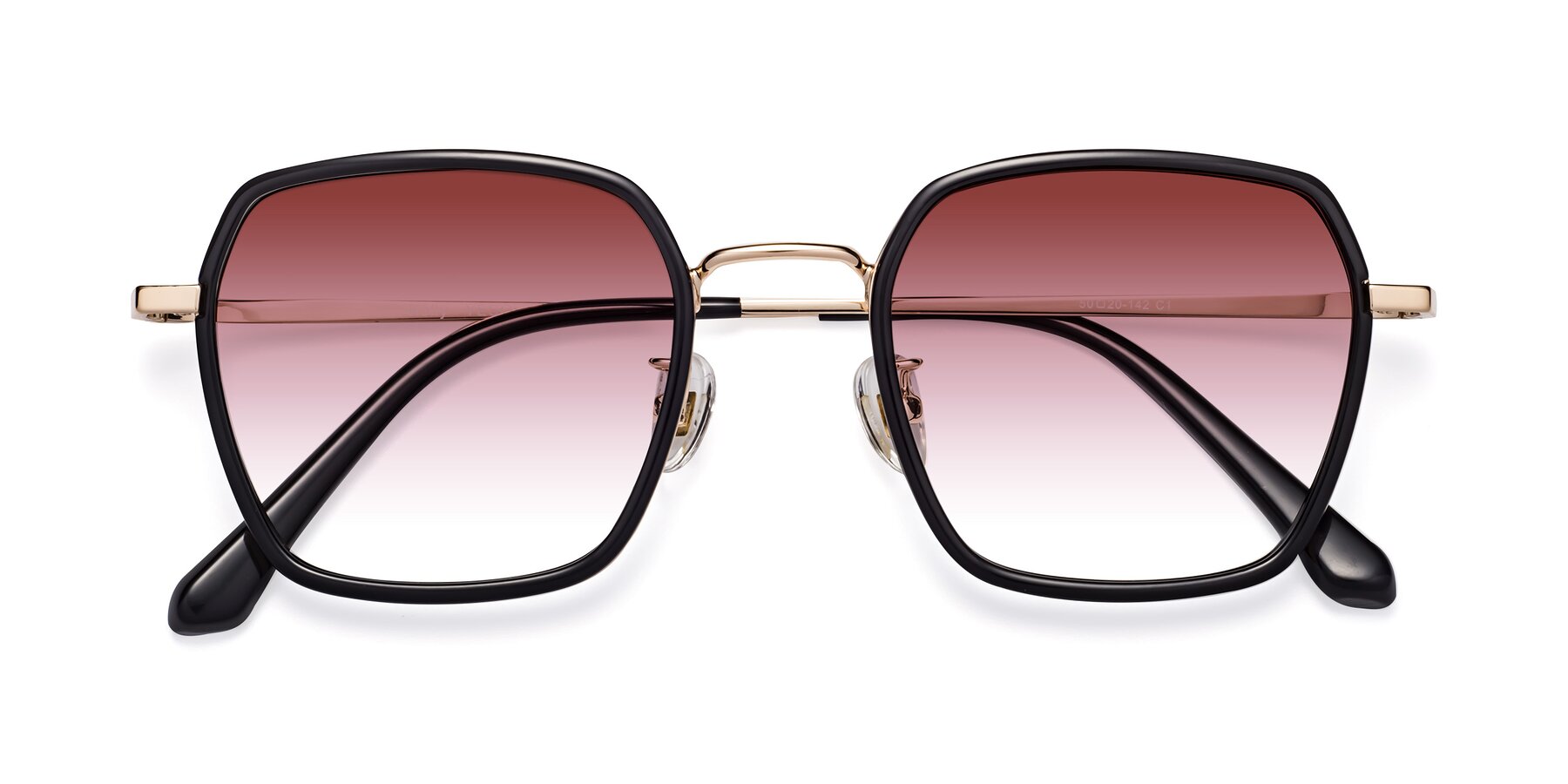 Folded Front of Kelly in Black-Gold with Garnet Gradient Lenses