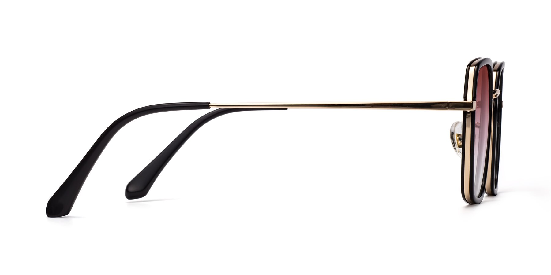 Side of Kelly in Black-Gold with Garnet Gradient Lenses