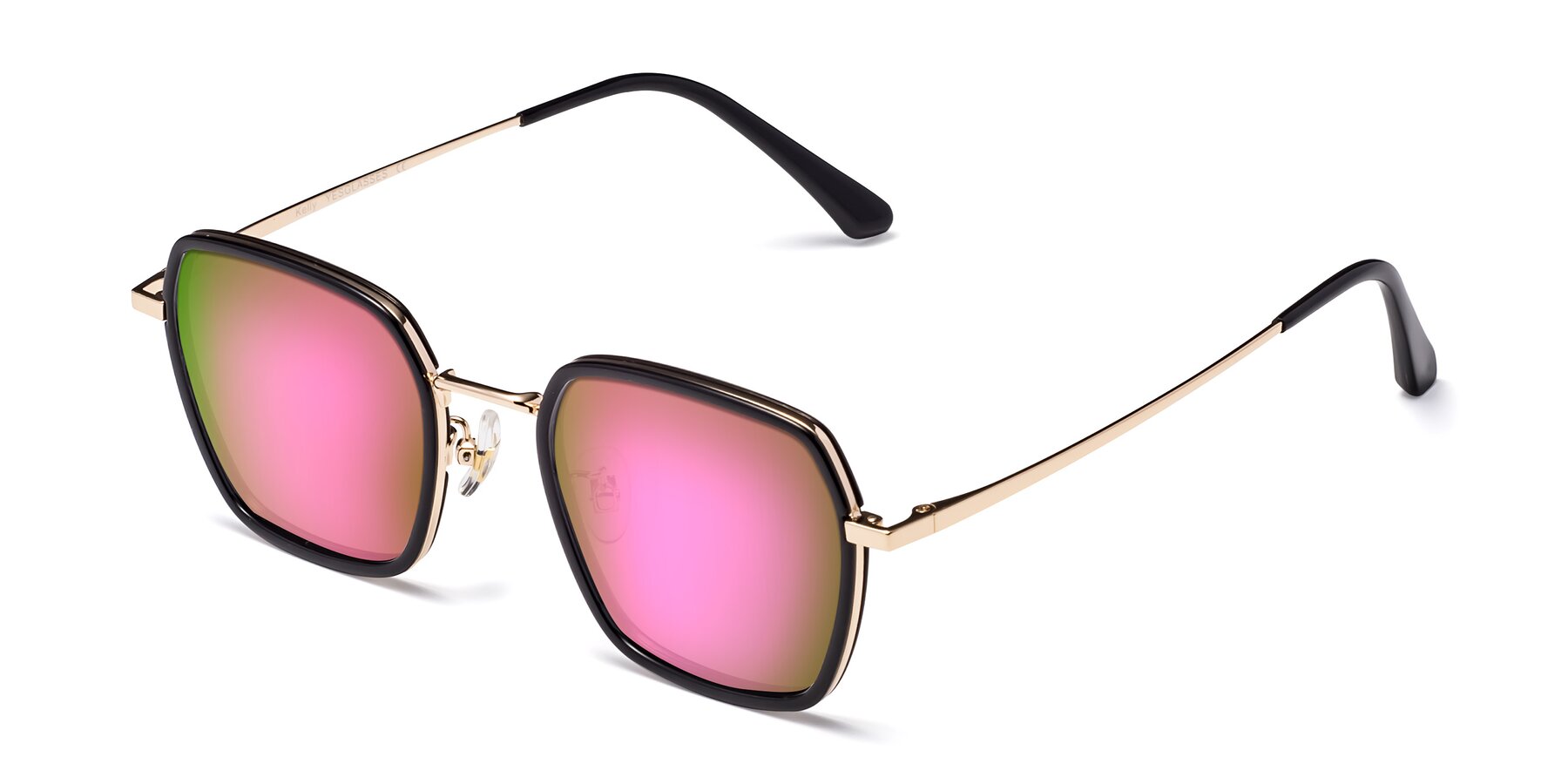 Angle of Kelly in Black-Gold with Pink Mirrored Lenses