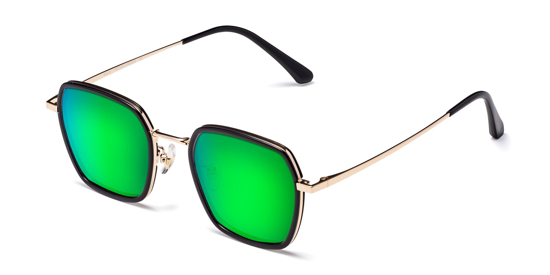 Angle of Kelly in Black-Gold with Green Mirrored Lenses