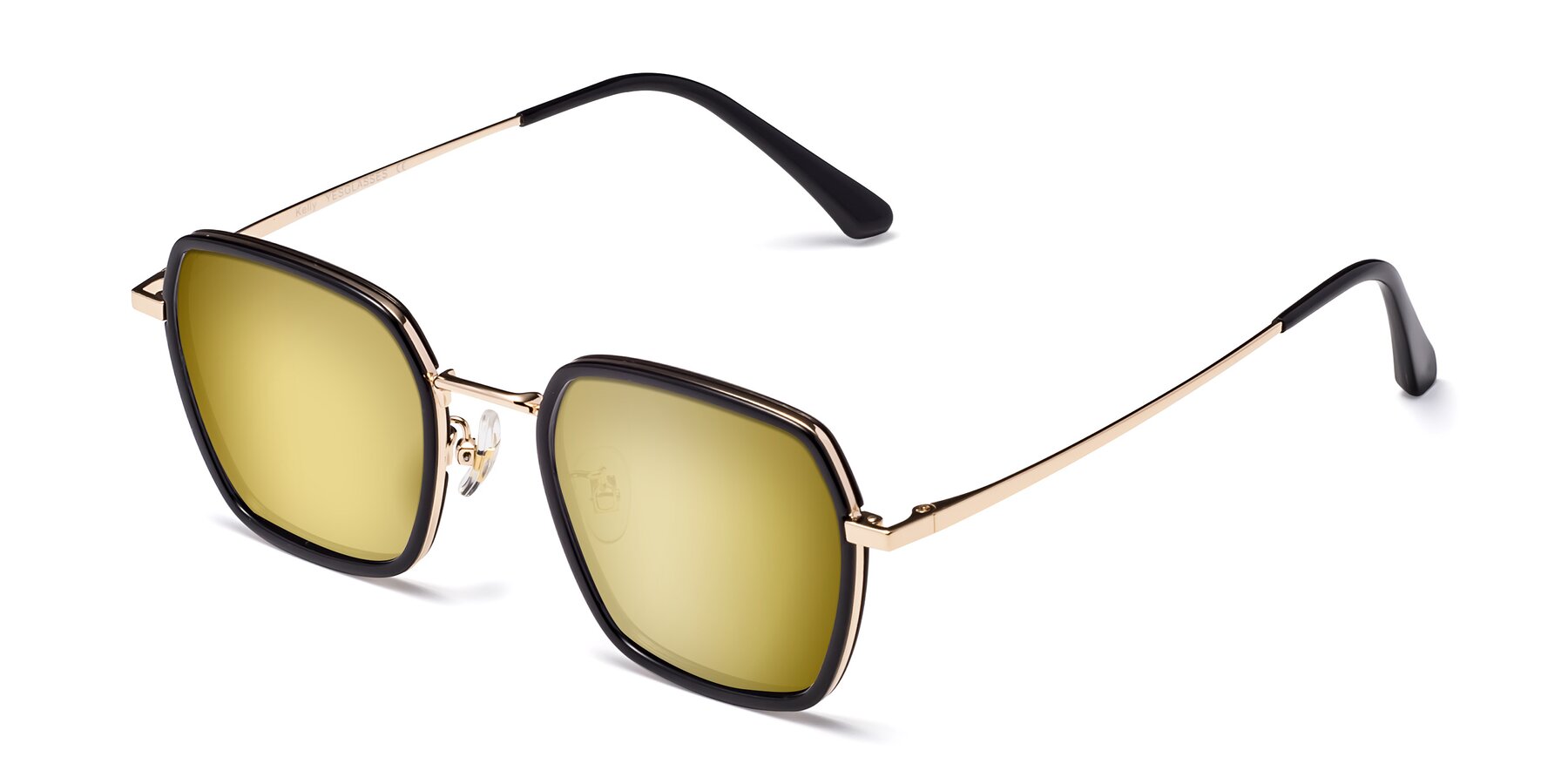 Angle of Kelly in Black-Gold with Gold Mirrored Lenses