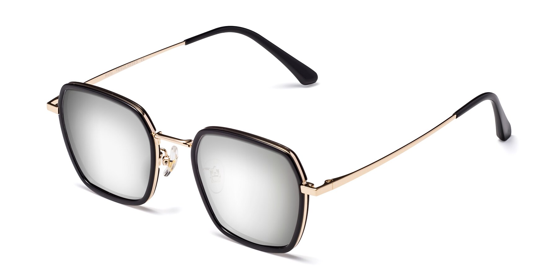 Angle of Kelly in Black-Gold with Silver Mirrored Lenses