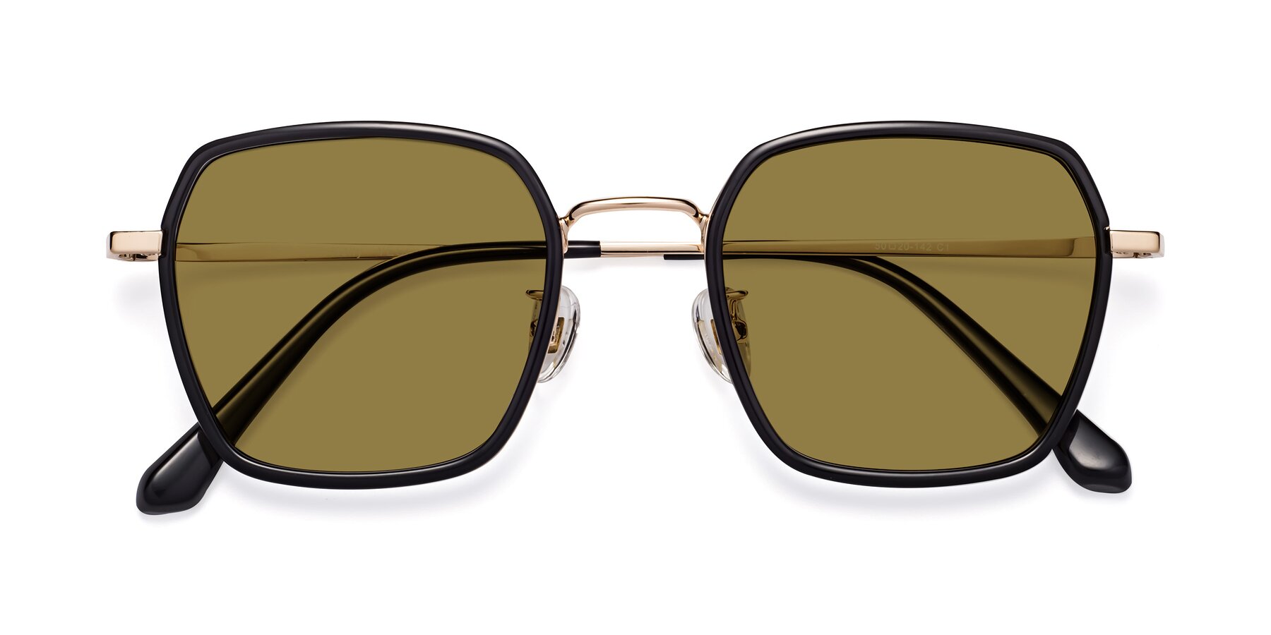 Folded Front of Kelly in Black-Gold with Brown Polarized Lenses