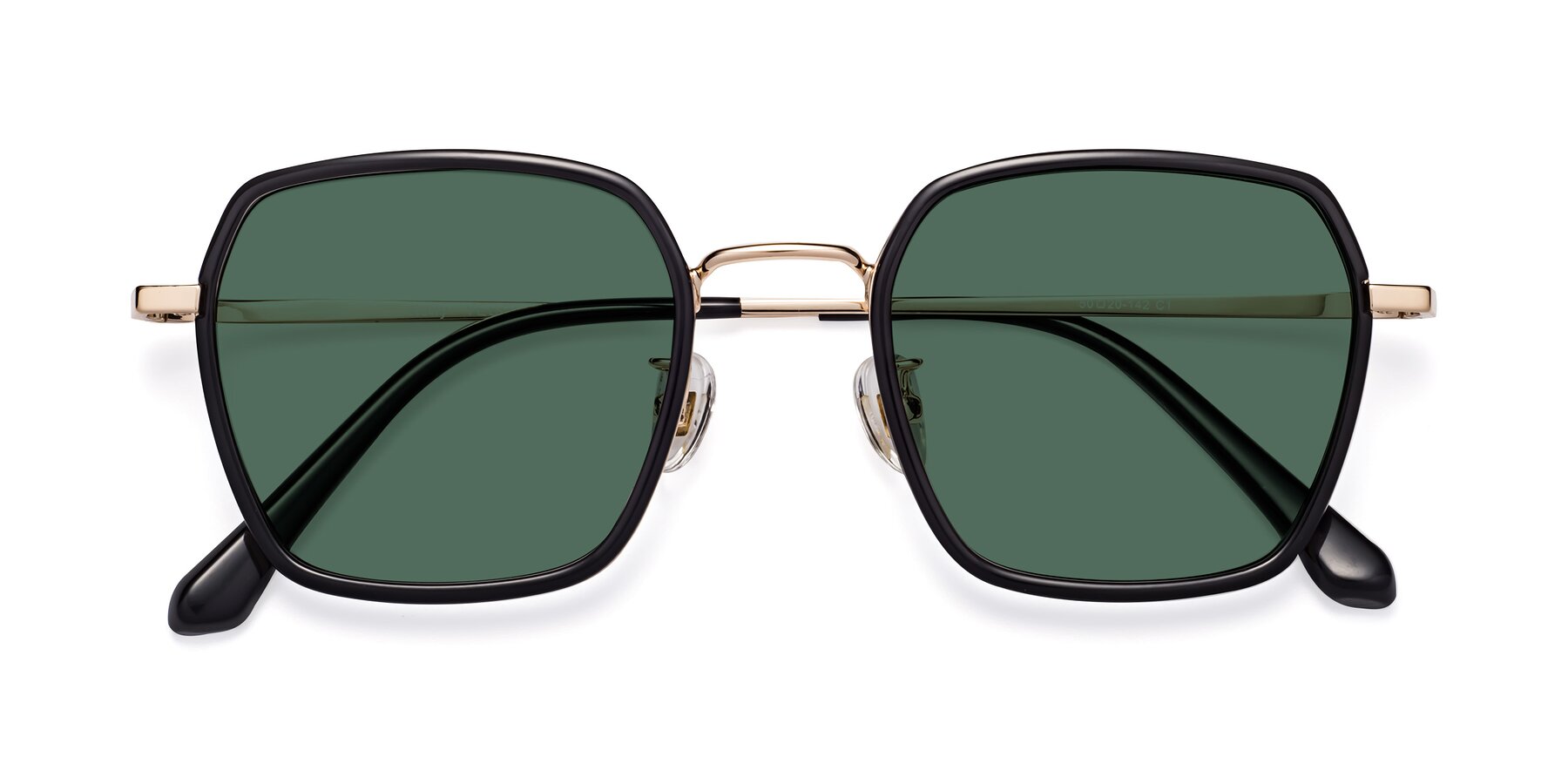 Folded Front of Kelly in Black-Gold with Green Polarized Lenses