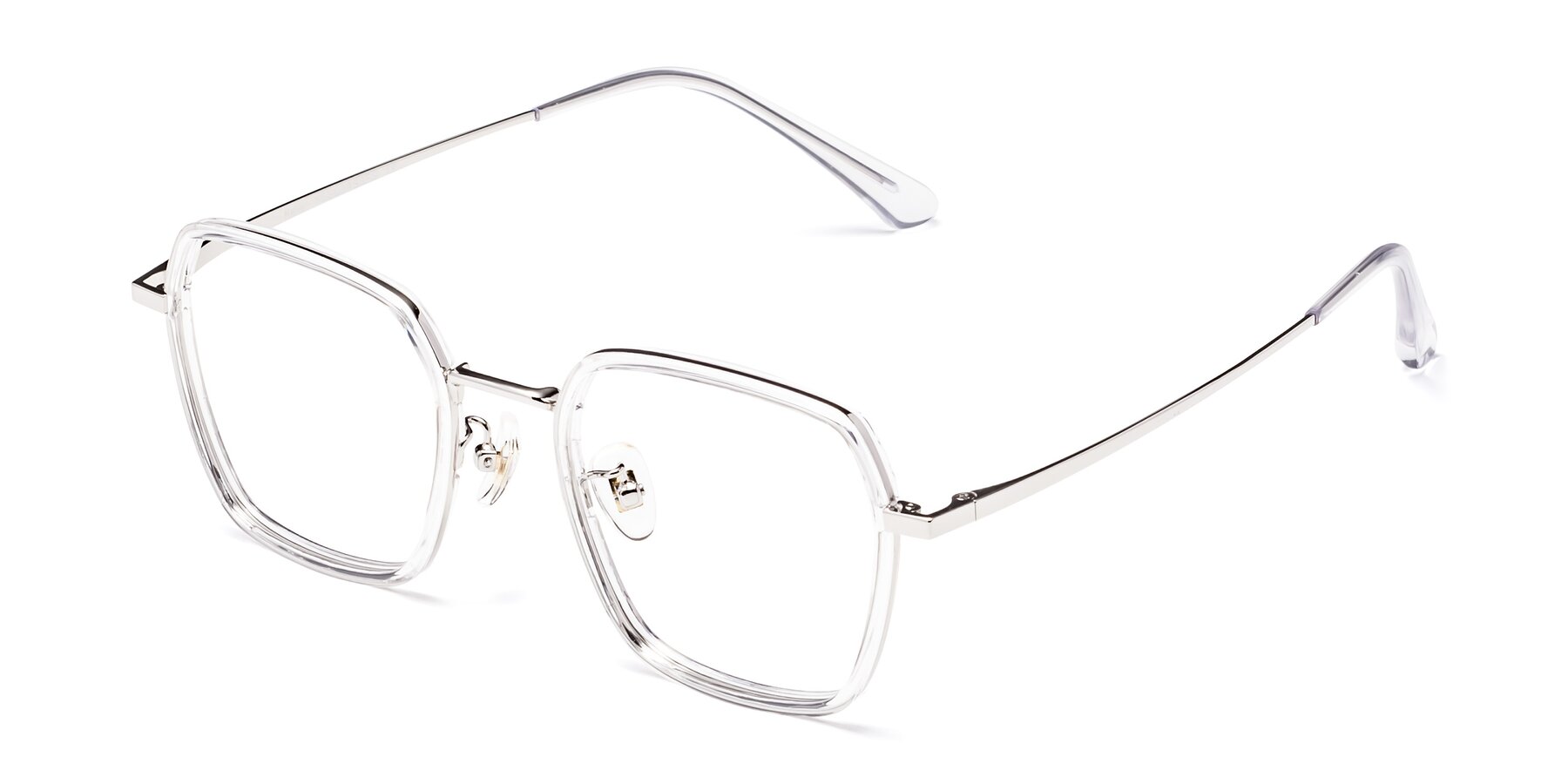 Angle of Kelly in Clear-Silver with Clear Blue Light Blocking Lenses