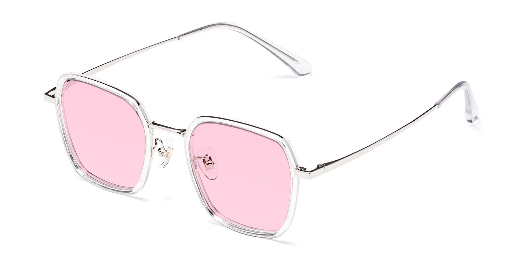 Angle of Kelly in Clear-Silver with Light Pink Tinted Lenses
