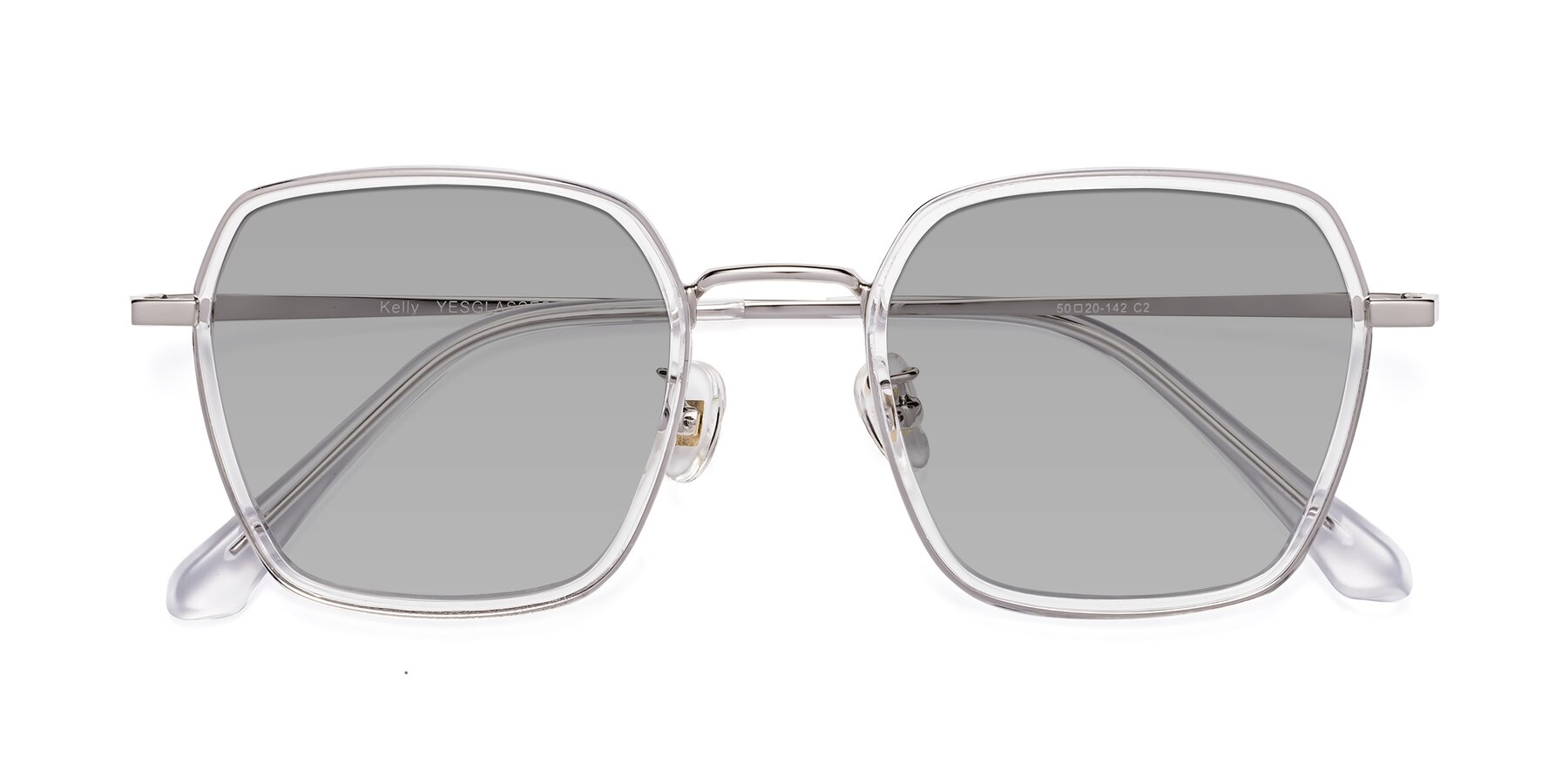 Folded Front of Kelly in Clear-Silver with Light Gray Tinted Lenses