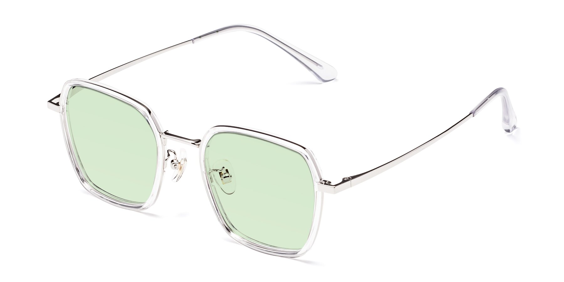 Angle of Kelly in Clear-Silver with Light Green Tinted Lenses