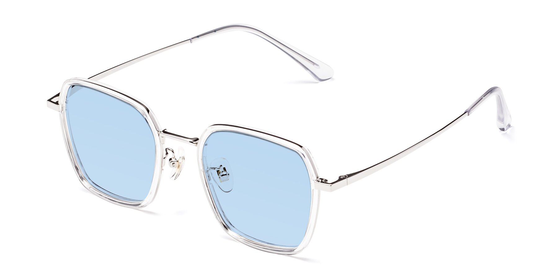 Angle of Kelly in Clear-Silver with Light Blue Tinted Lenses