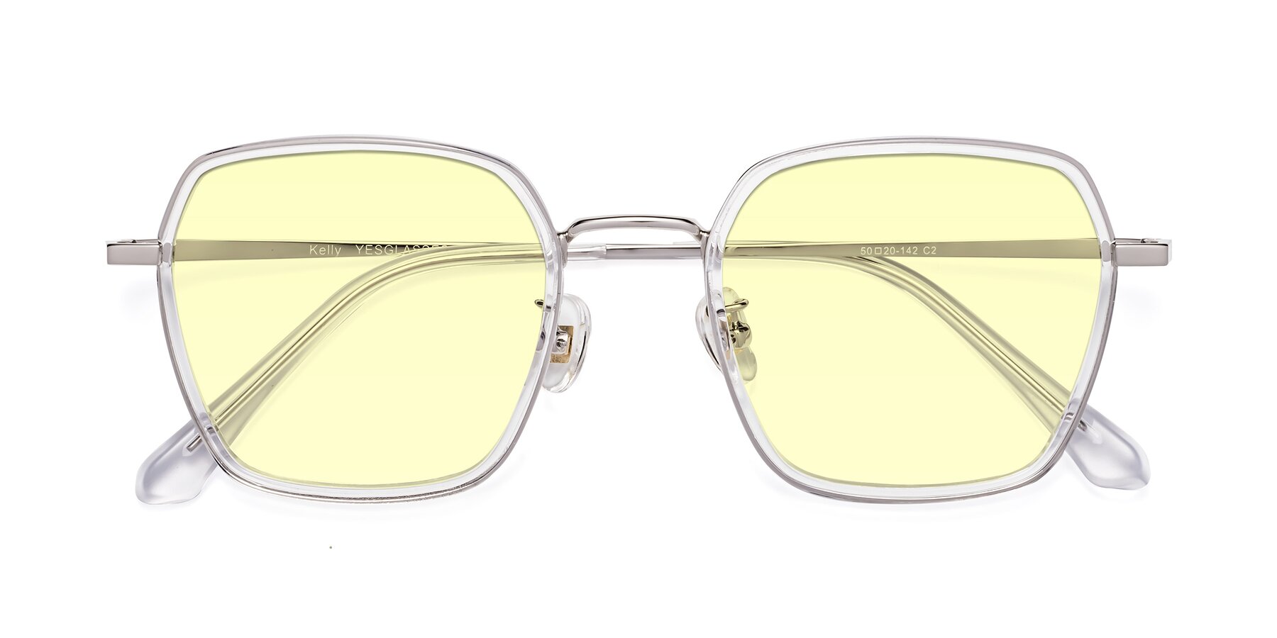 Folded Front of Kelly in Clear-Silver with Light Yellow Tinted Lenses