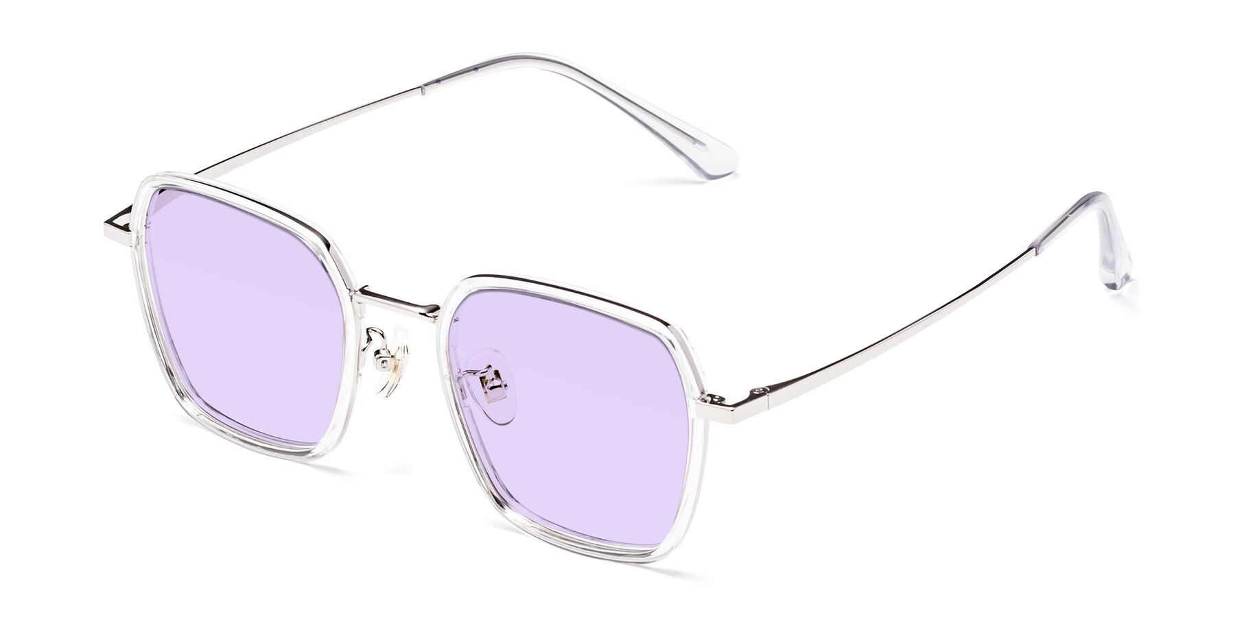 Angle of Kelly in Clear-Silver with Light Purple Tinted Lenses