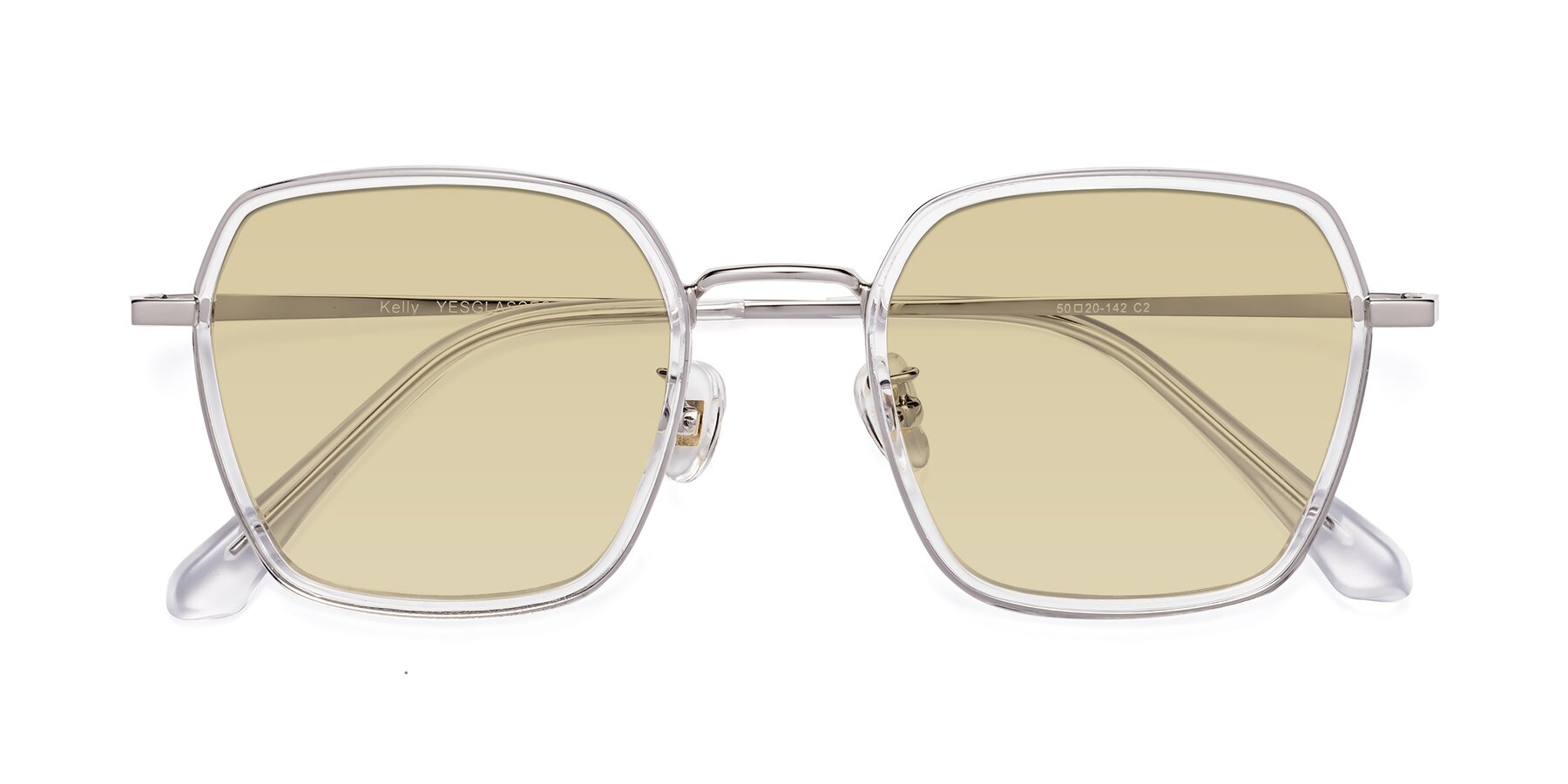 Folded Front of Kelly in Clear-Silver with Light Champagne Tinted Lenses