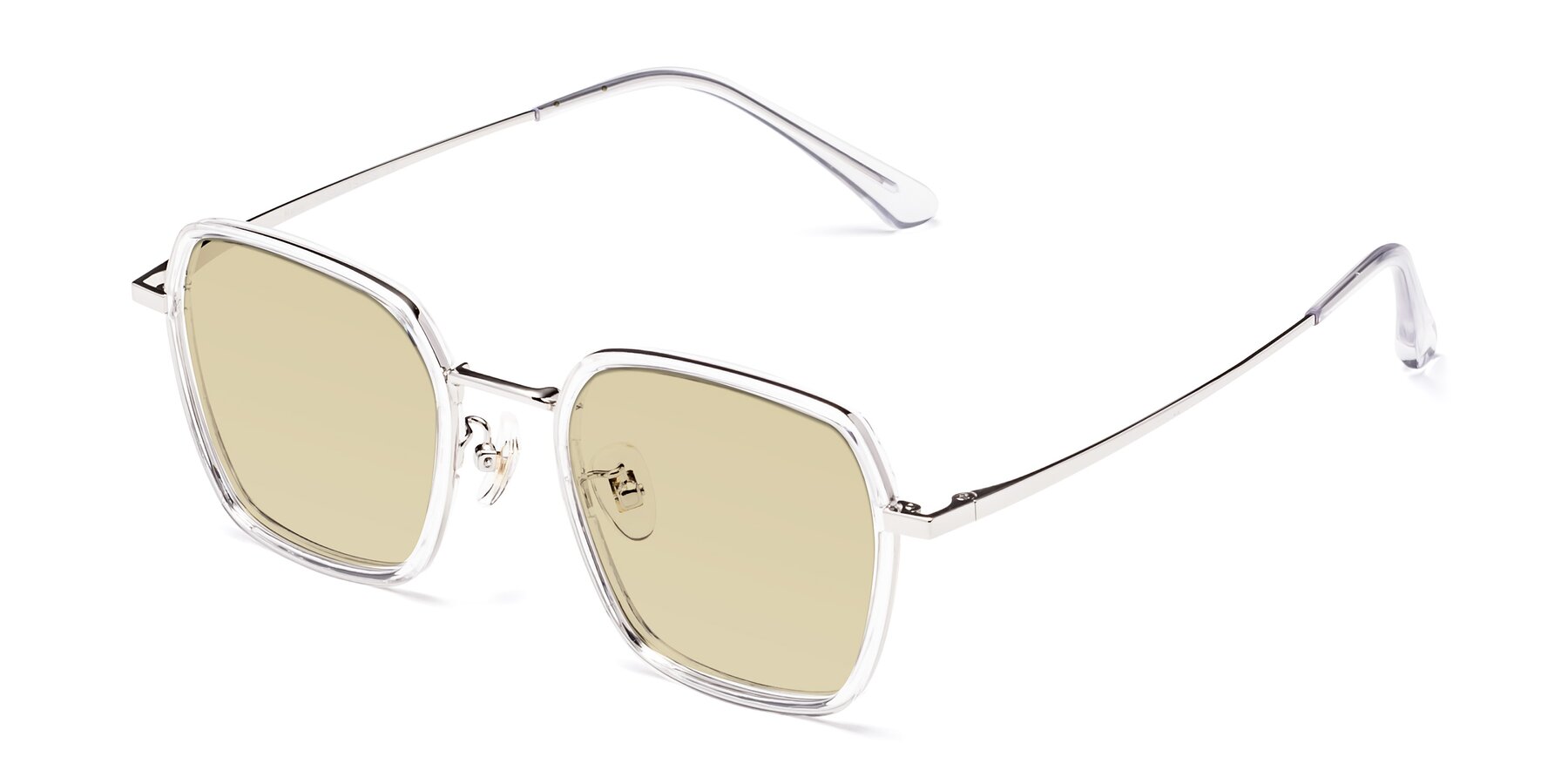 Angle of Kelly in Clear-Silver with Light Champagne Tinted Lenses