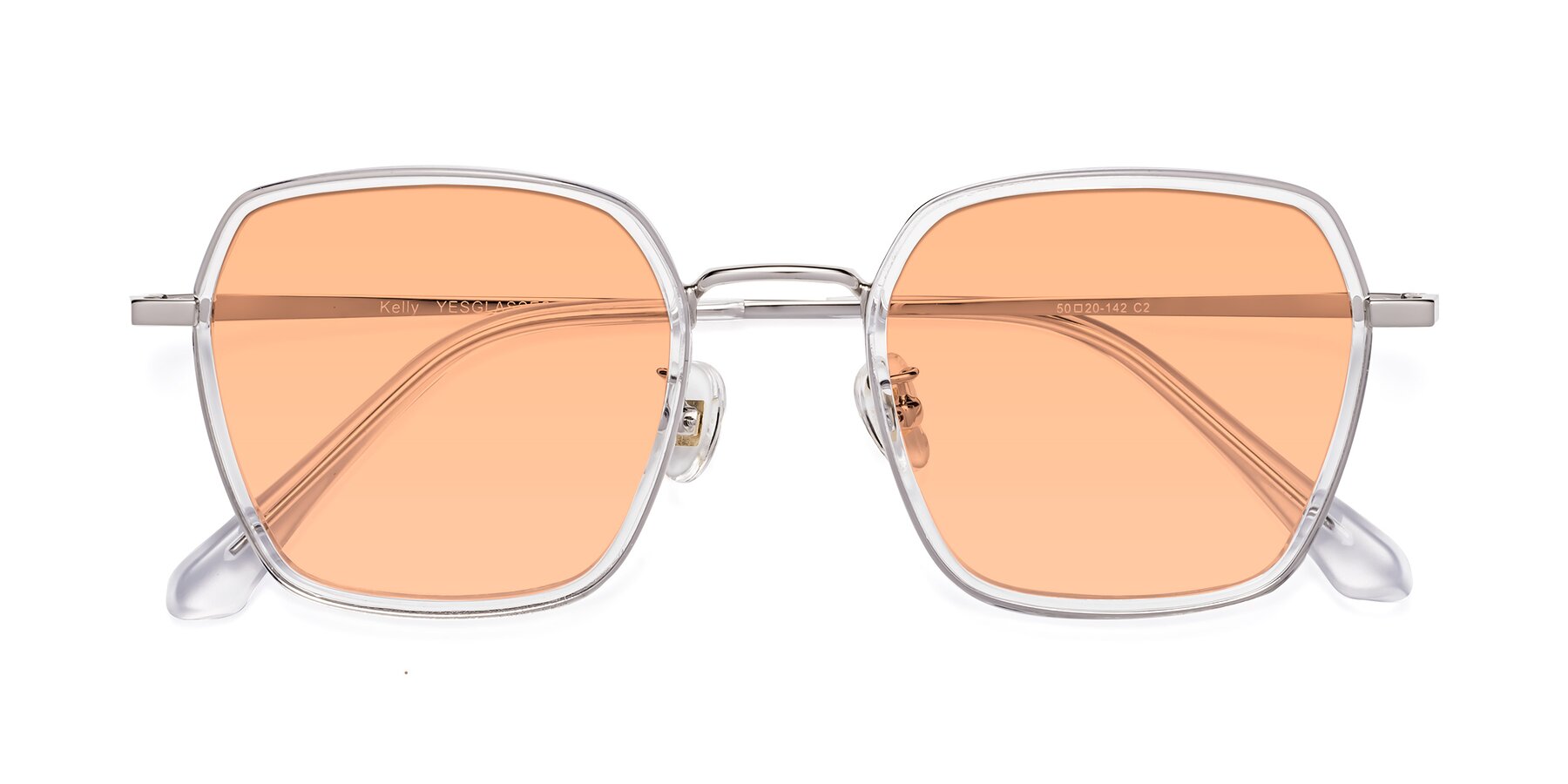 Folded Front of Kelly in Clear-Silver with Light Orange Tinted Lenses